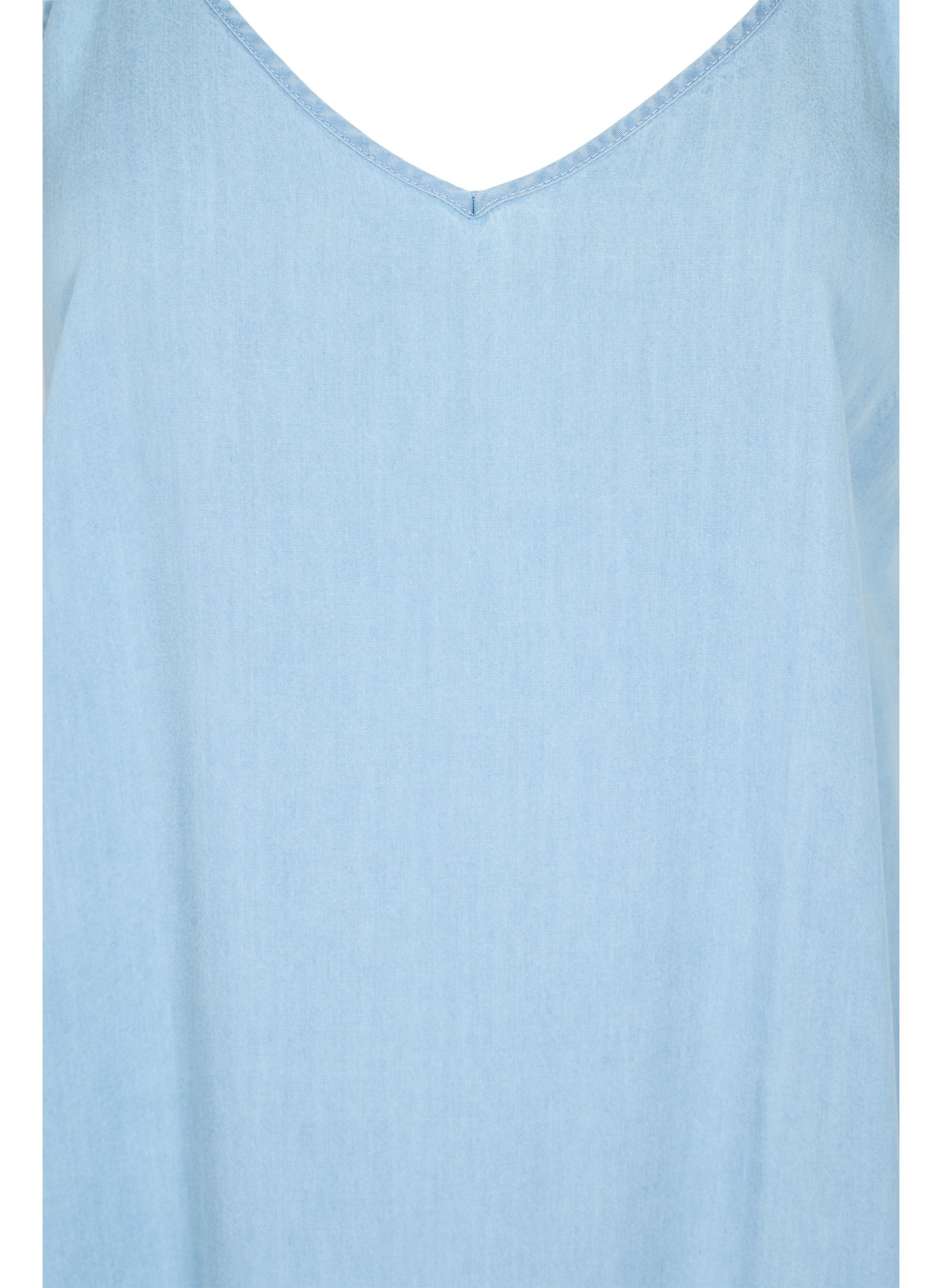 Langes Denim Kleid mit schmalen Trägern, Light blue denim, Packshot image number 2