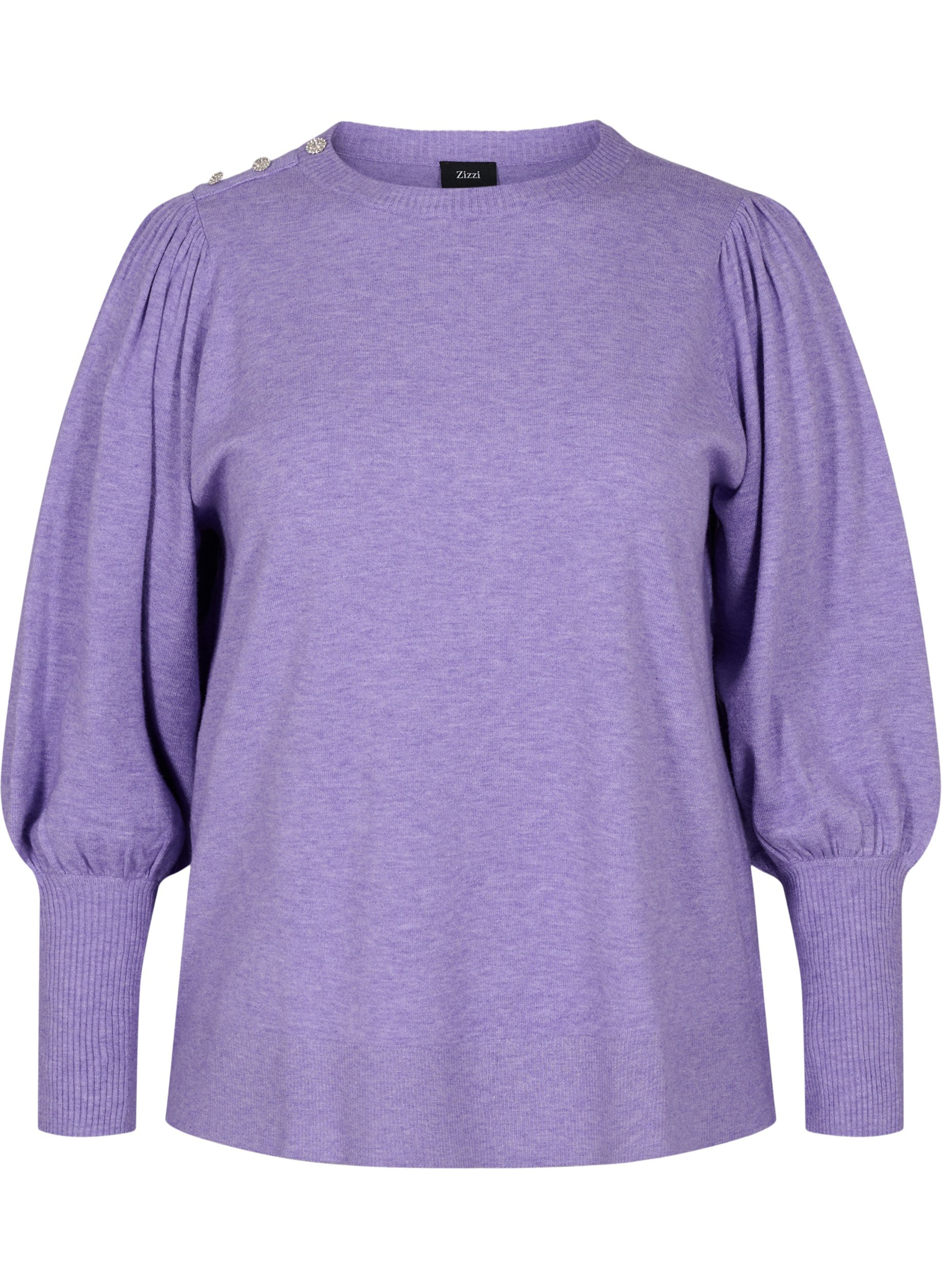 Bluse mit Ballonärmeln und dekorativen Knöpfen, Paisley Purple Mel, Packshot image number 0