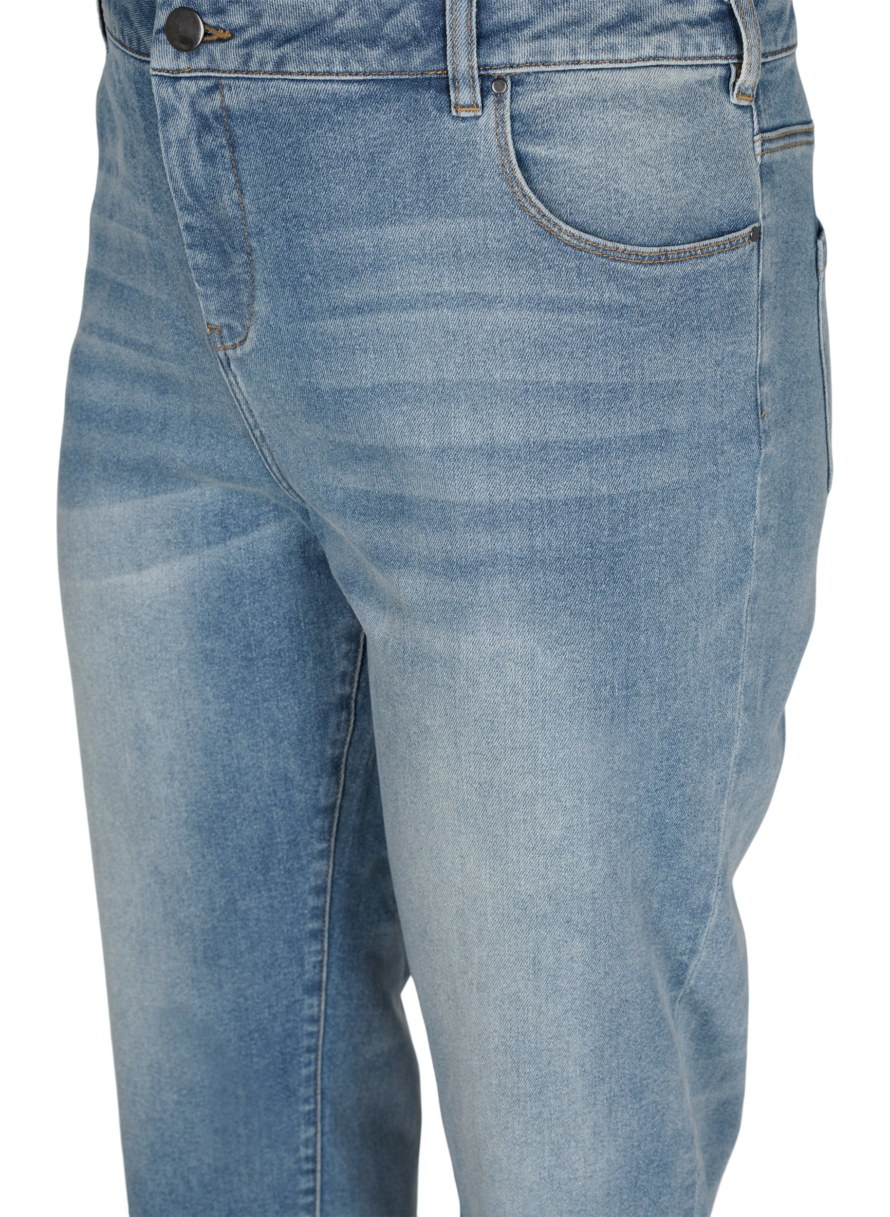 7/8-Jeans mit Fransensaum und hoher Taille, Light blue denim, Packshot image number 2