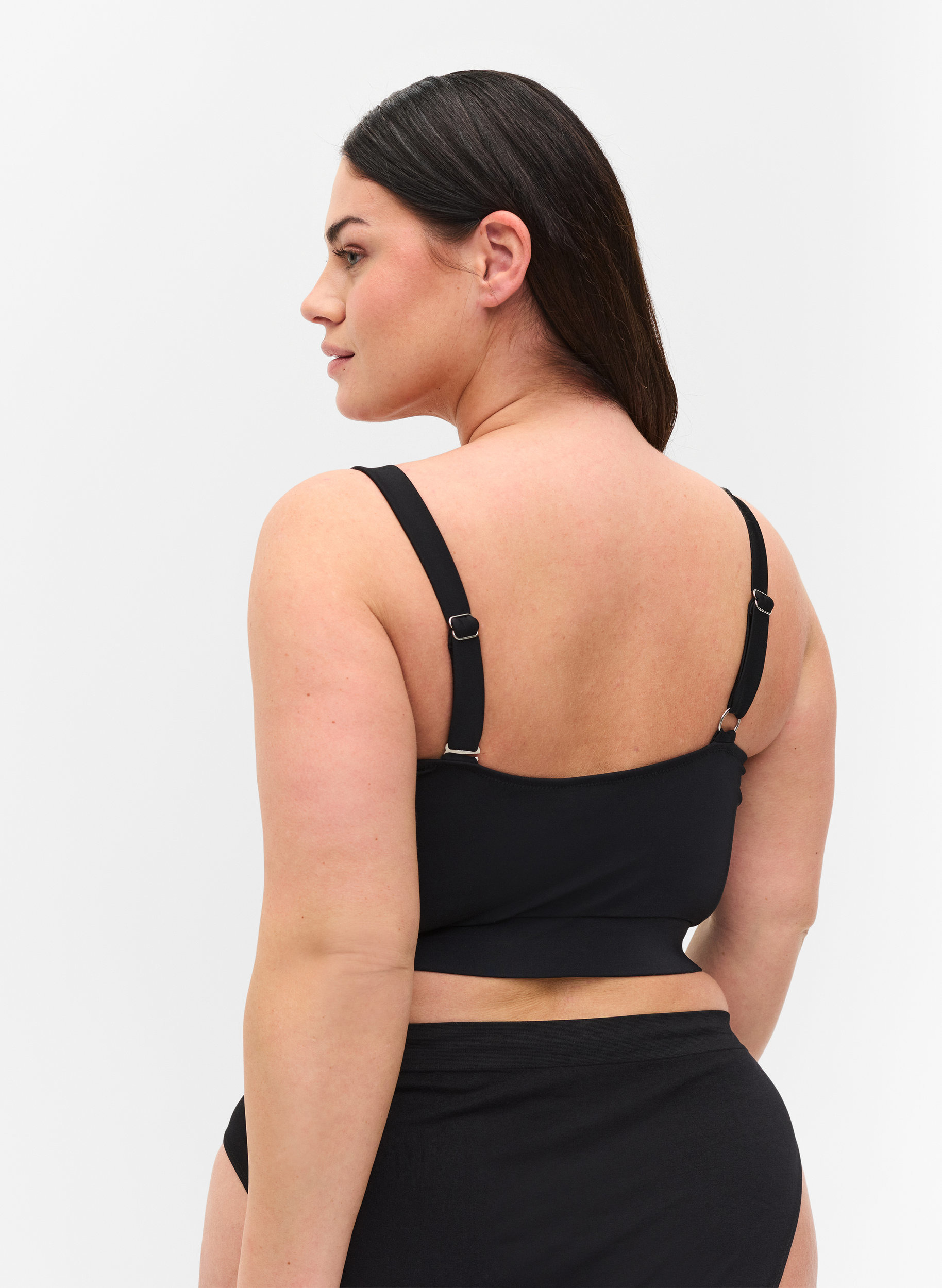 One-Shoulder Bikinitop, Black, Model