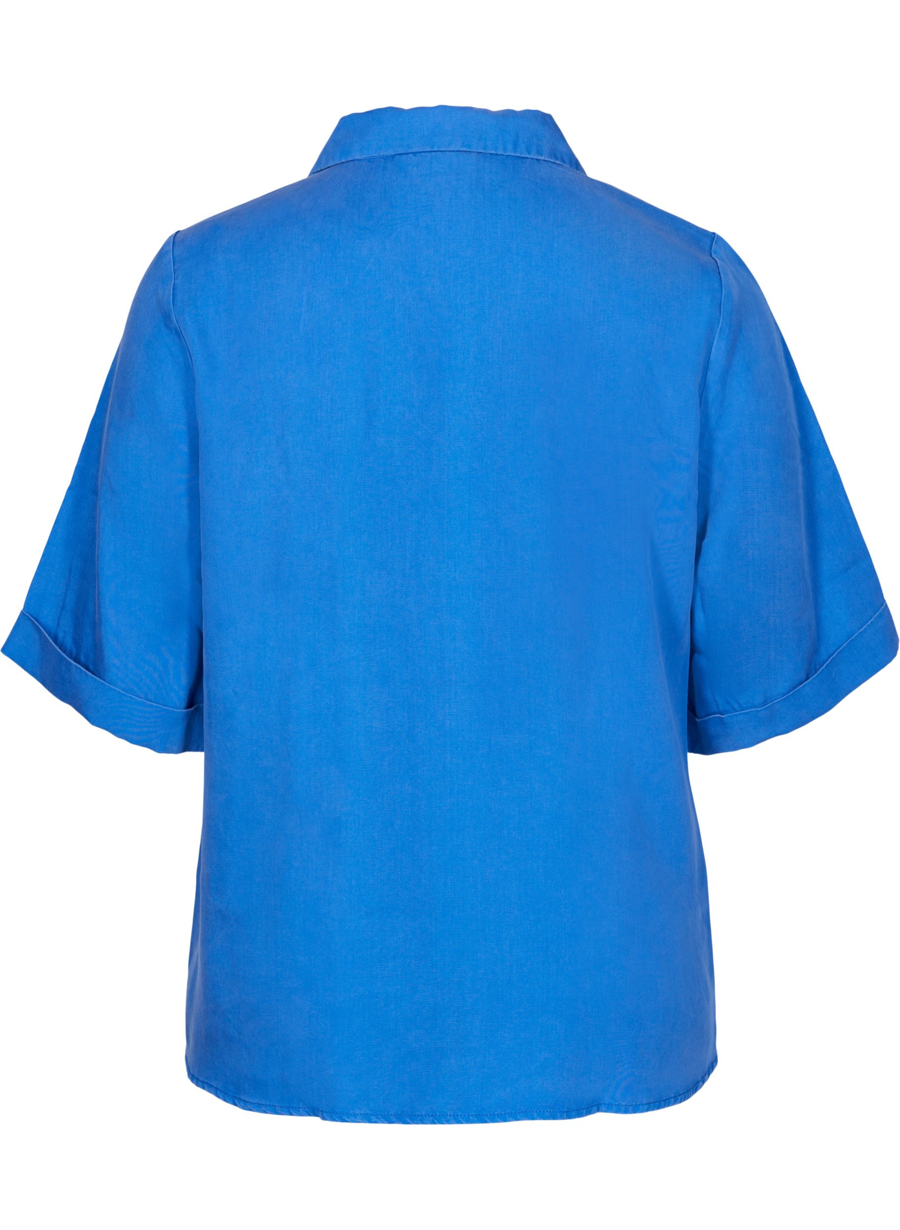 Kurzärmelige Hemdbluse mit Brusttaschen, Dazzling Blue, Packshot image number 1