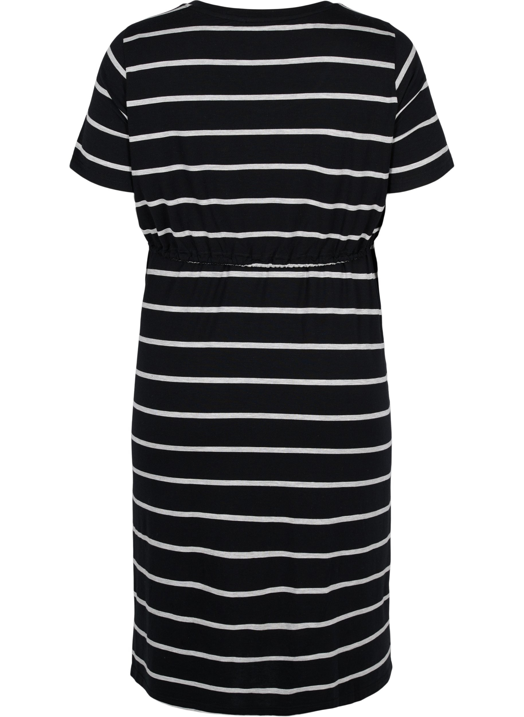 Gestreiftes Schwangerschaftskleid aus Viskose, Black Grey Stripe, Packshot image number 1