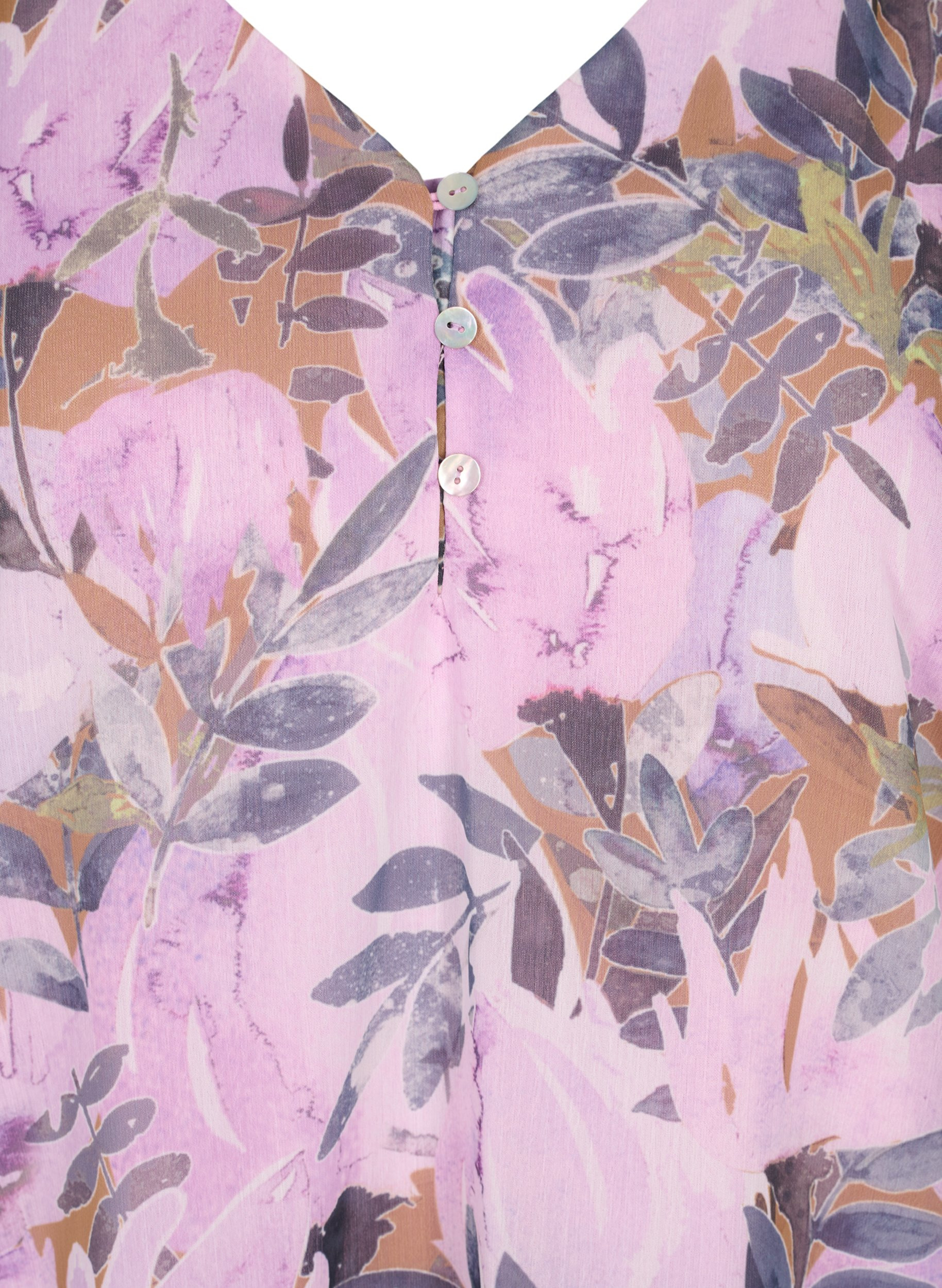 Bedruckte Bluse mit kurzen Ärmeln, Orchid Bouquet AOP, Packshot image number 2
