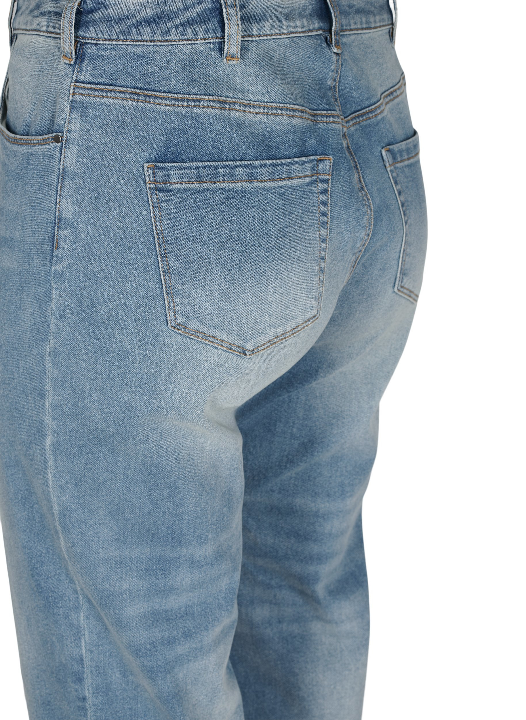7/8-Jeans mit Fransensaum und hoher Taille, Light blue denim, Packshot image number 3