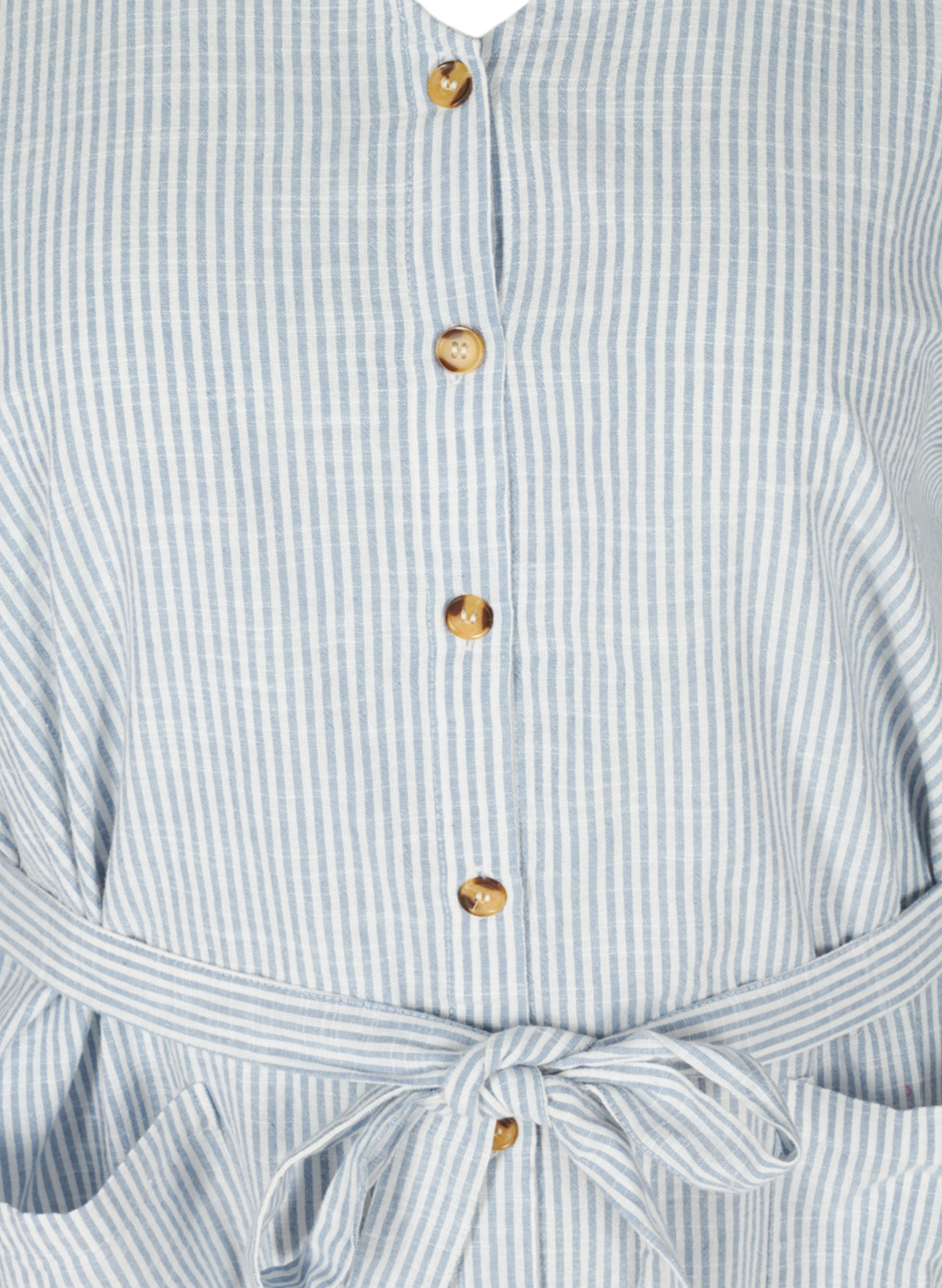Gestreiftes Hemdkleid aus Baumwolle mit Taschen, Country Blue Stripe, Packshot image number 2