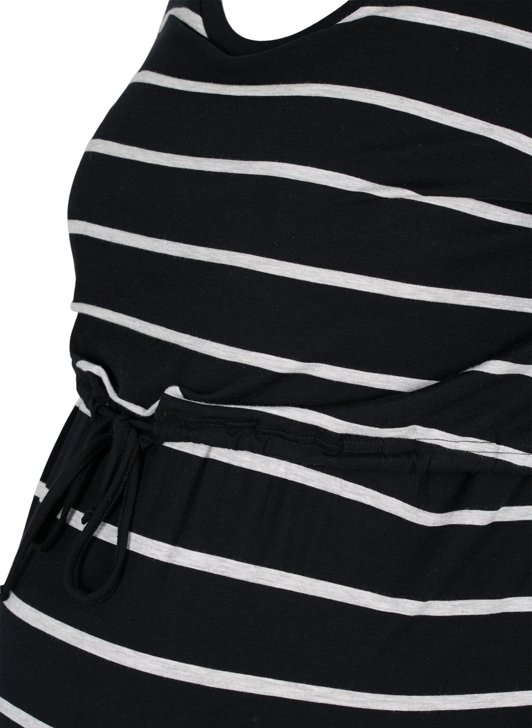 Gestreiftes Schwangerschaftskleid aus Viskose, Black Grey Stripe, Packshot image number 2