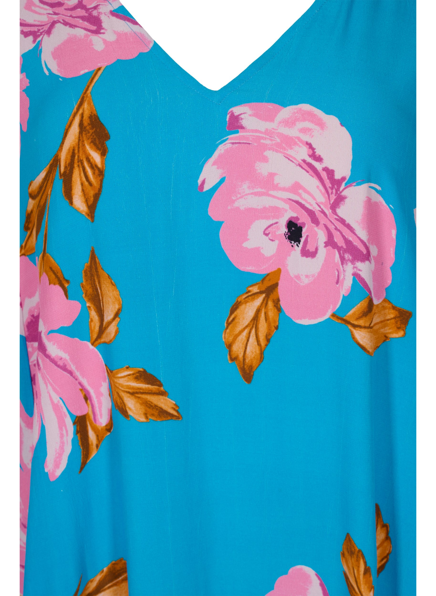 Midikleid aus Viskose mit Blumenprint, Blue Pink Flower, Packshot image number 2