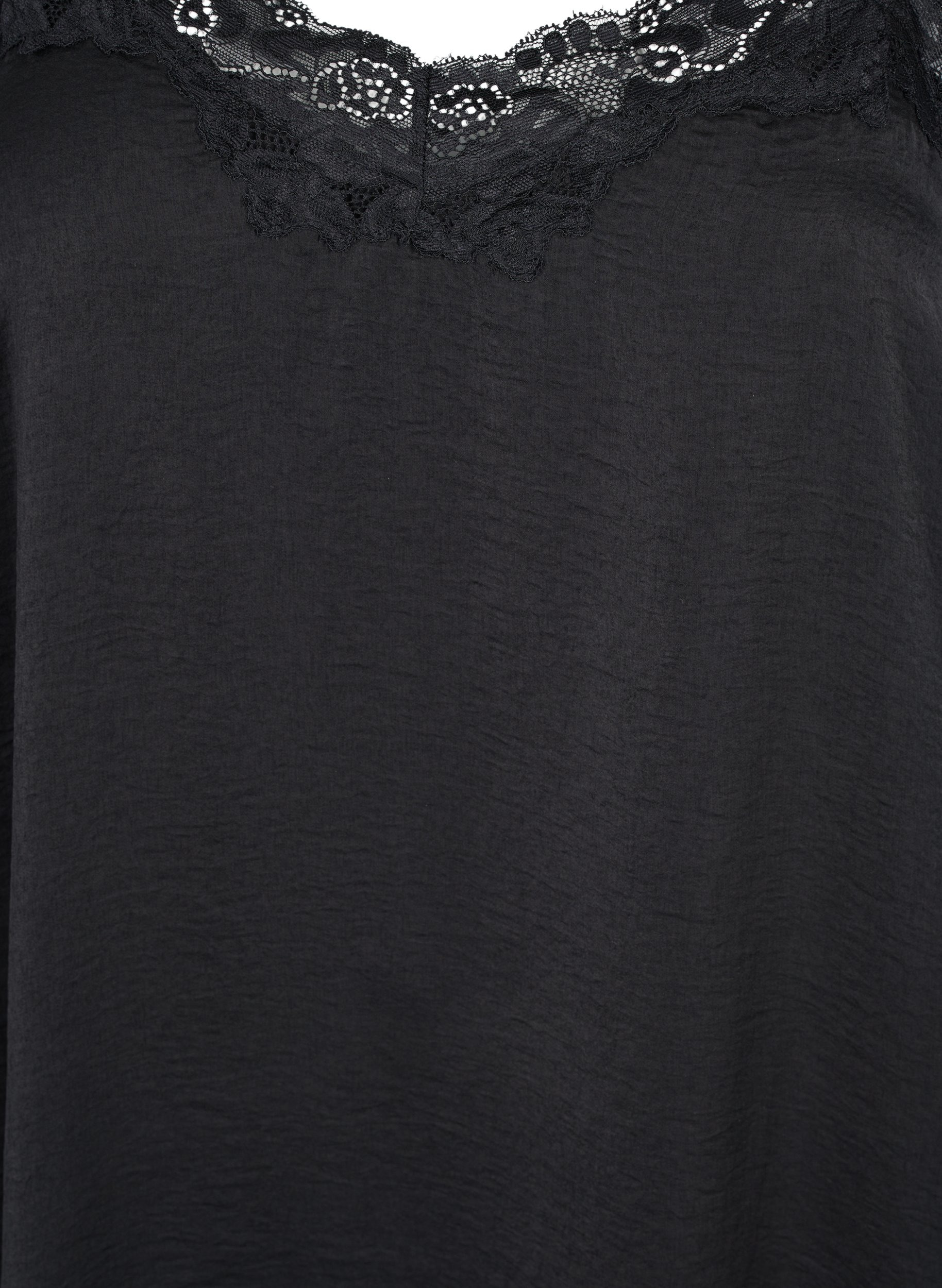Nachthemd mit Spitze, Black, Packshot image number 2