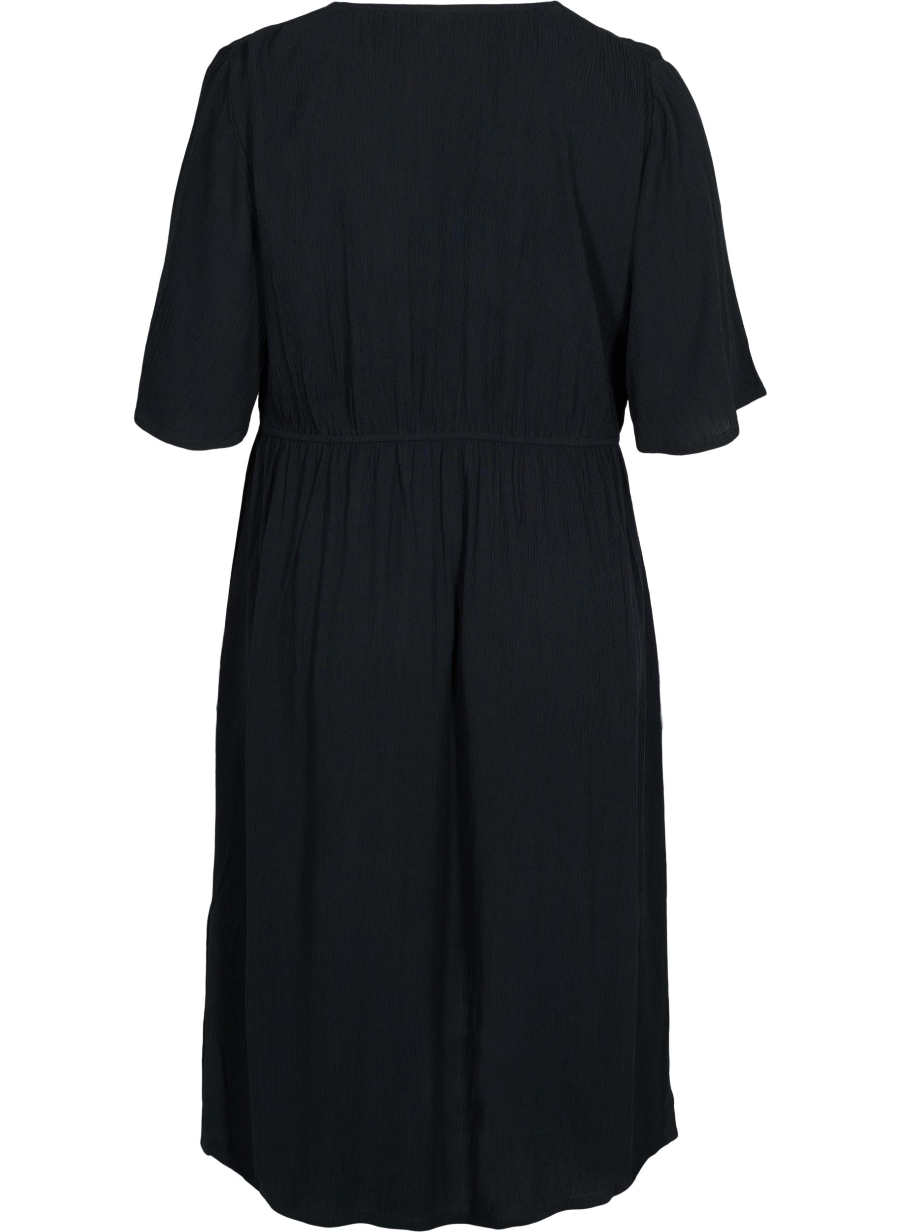 Strandkleid aus Viskose mit verstellbarer Taille, Black, Packshot image number 1