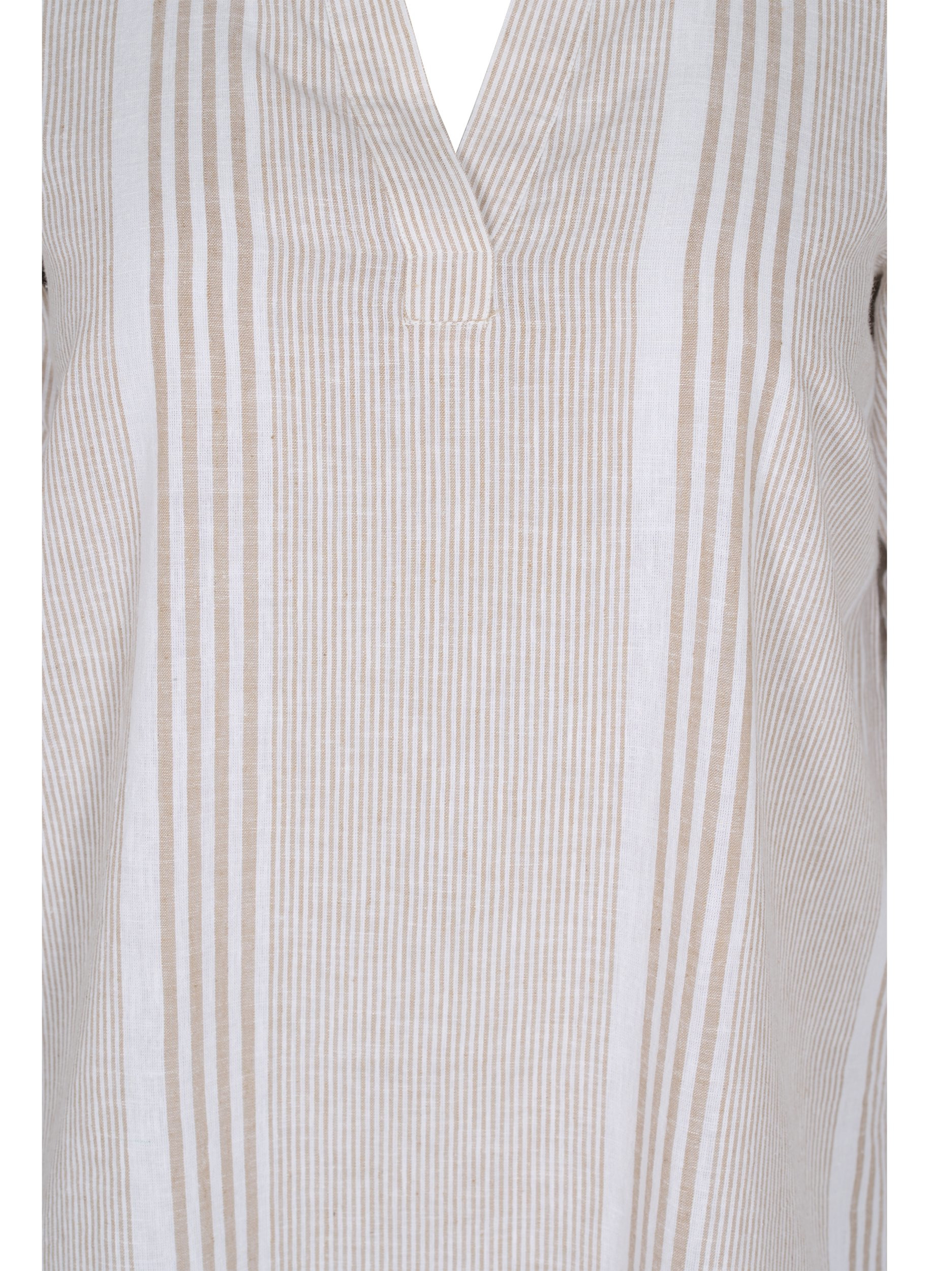 Kleid mit V-Ausschnitt und Kragen, White Taupe Stripe, Packshot image number 2