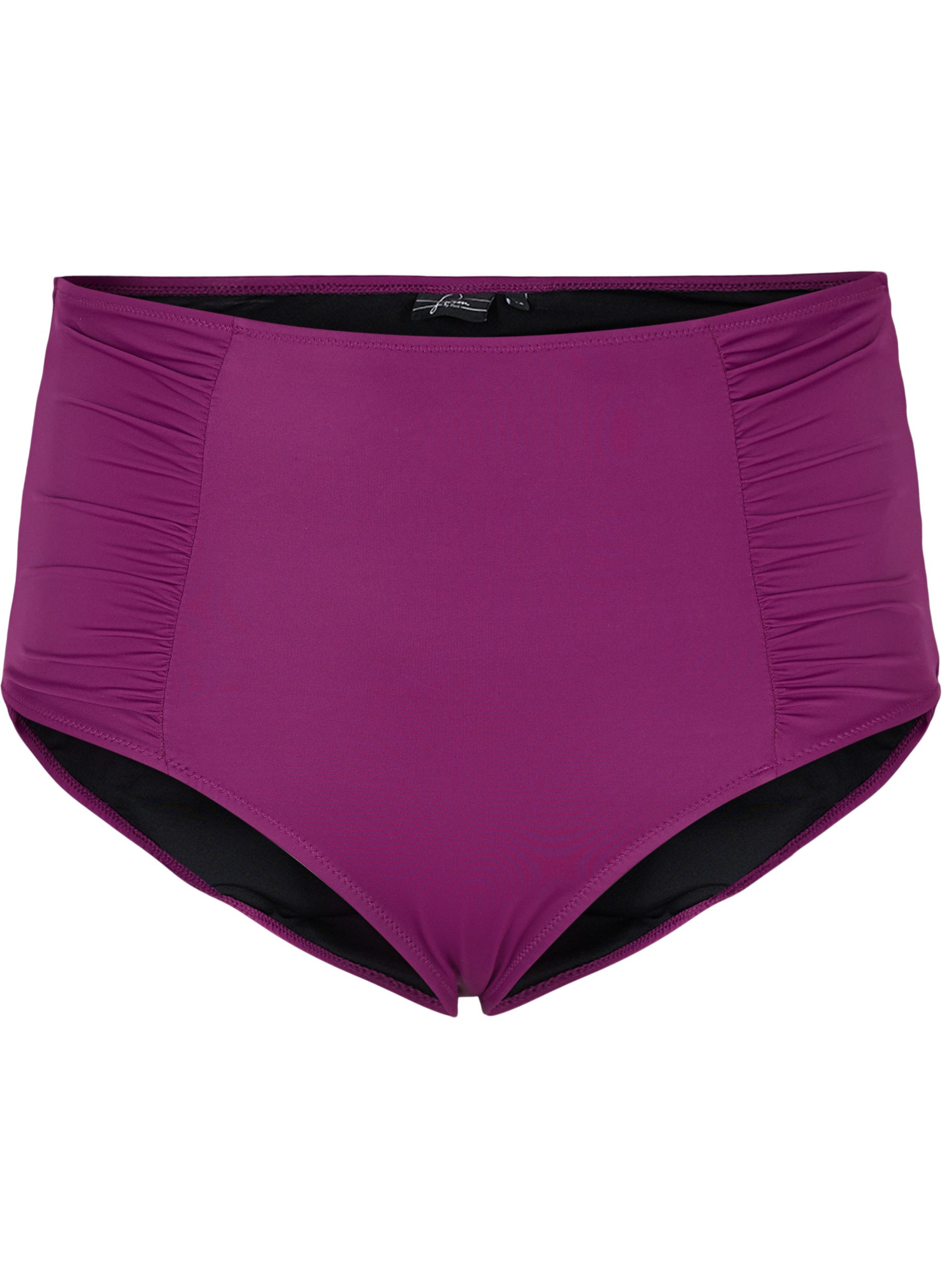 Hochtailliertes Bikini-Unterteil mit Rüschen, Dark Purple, Packshot image number 0