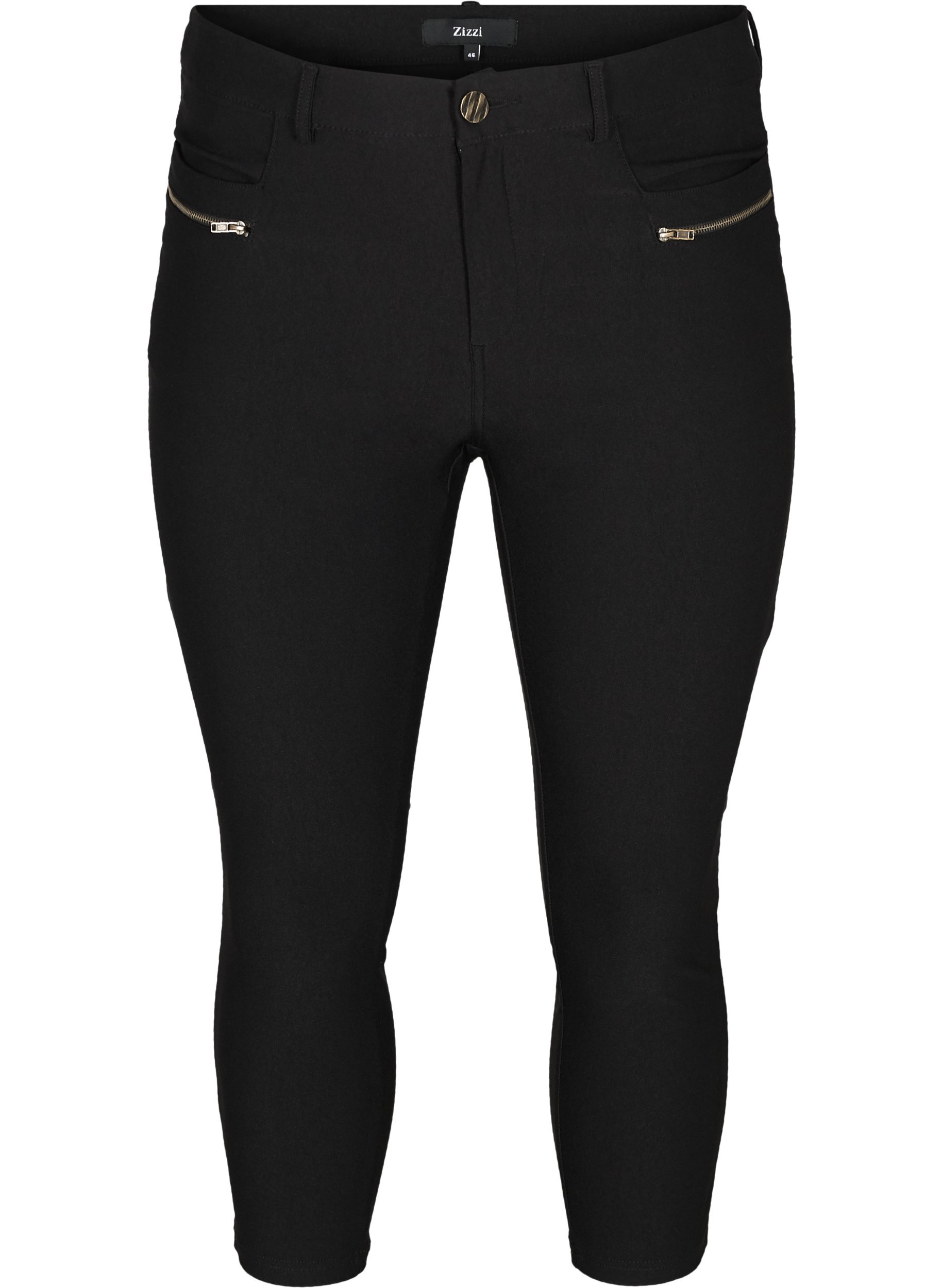 Slim Fit 3/4-Hose mit Reißverschluss, Black, Packshot image number 0