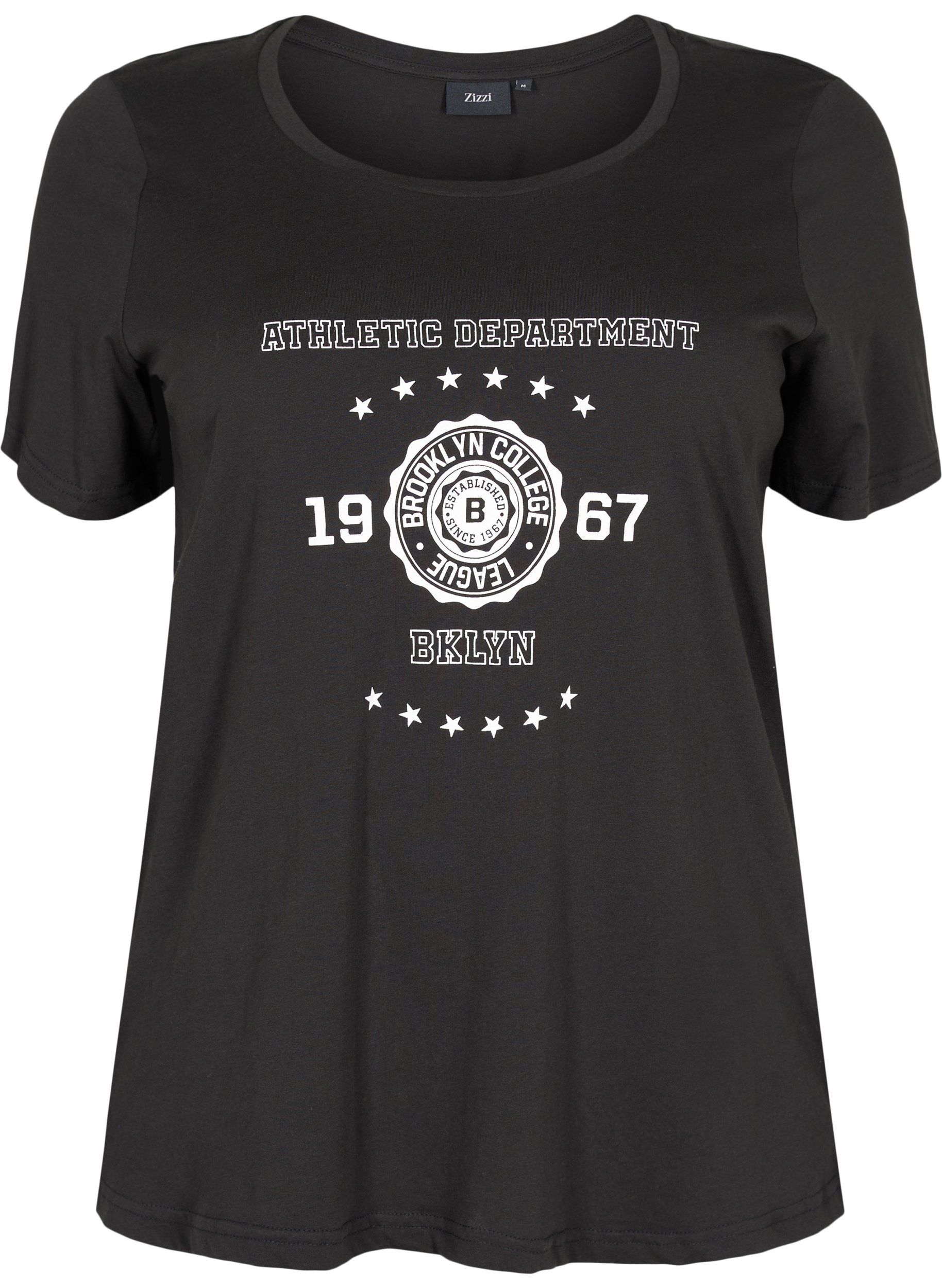 Kurzärmeliges Baumwoll-T-Shirt mit Druck, Black, Packshot image number 0