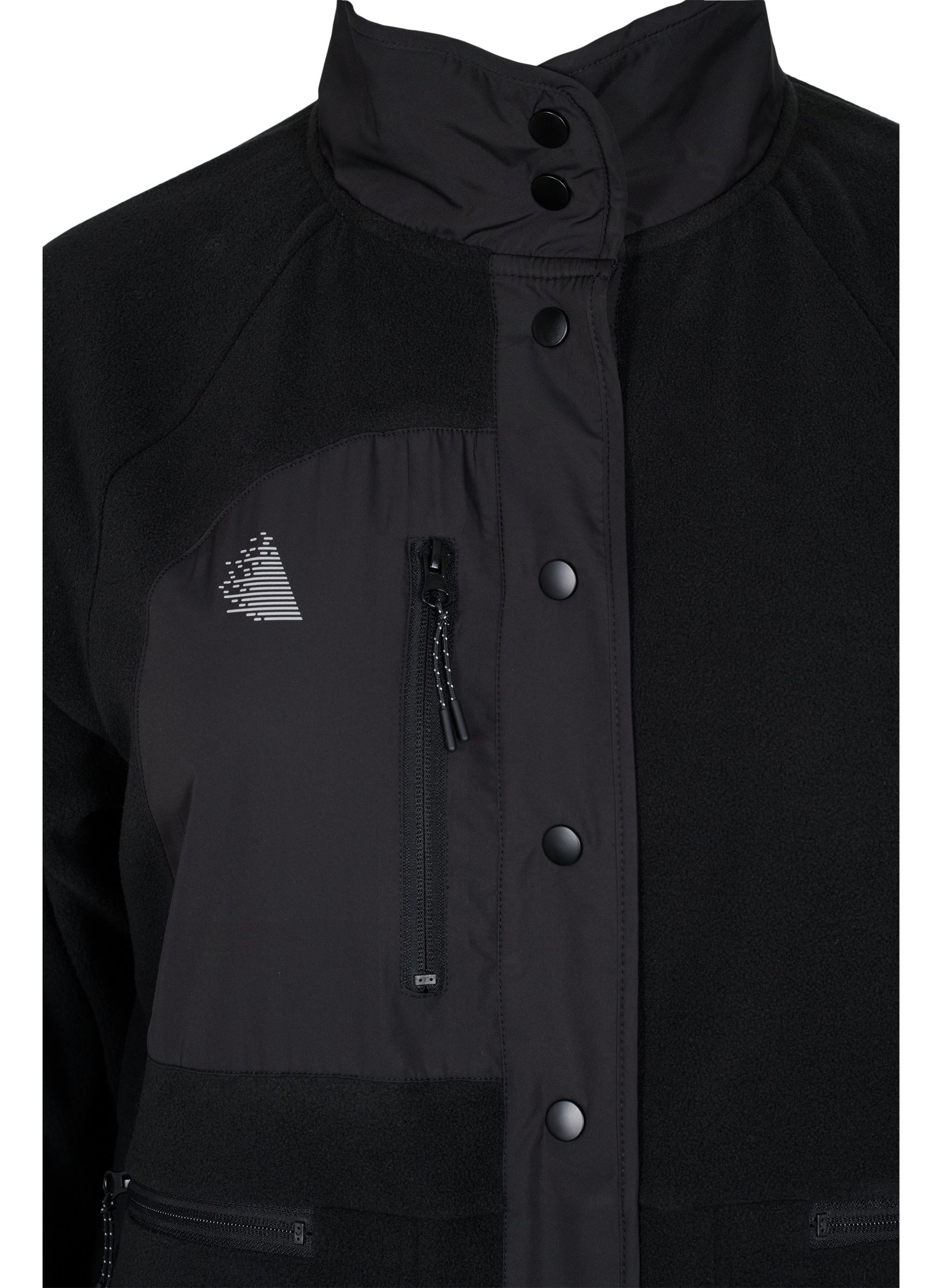 Sportjacke aus Fleece mit hohem Kragen und Taschen, Black, Packshot image number 2