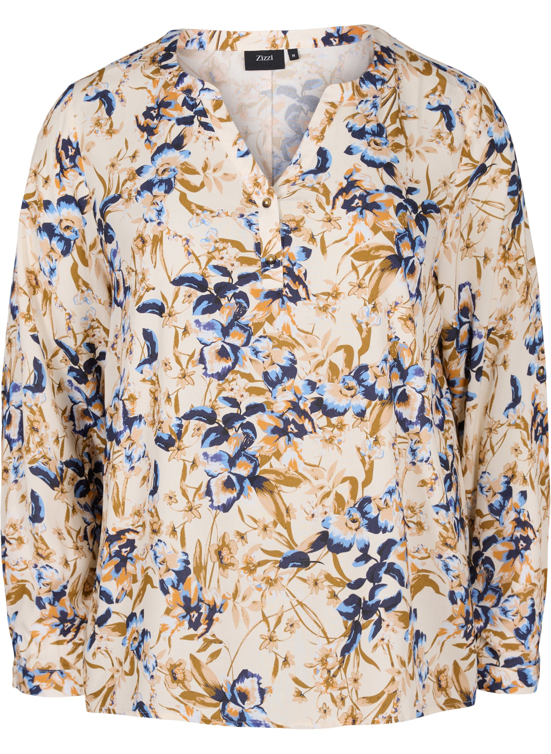 Bluse aus 100% Viskose mit Blumendruck, Ecru Flower, Packshot image number 0