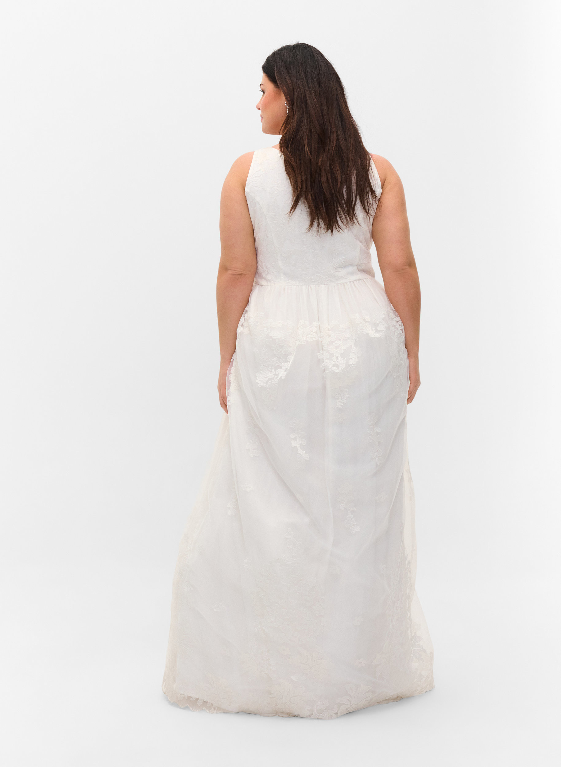 Ärmelloses Brautkleid mit V-Ausschnitt, Star White, Model image number 1