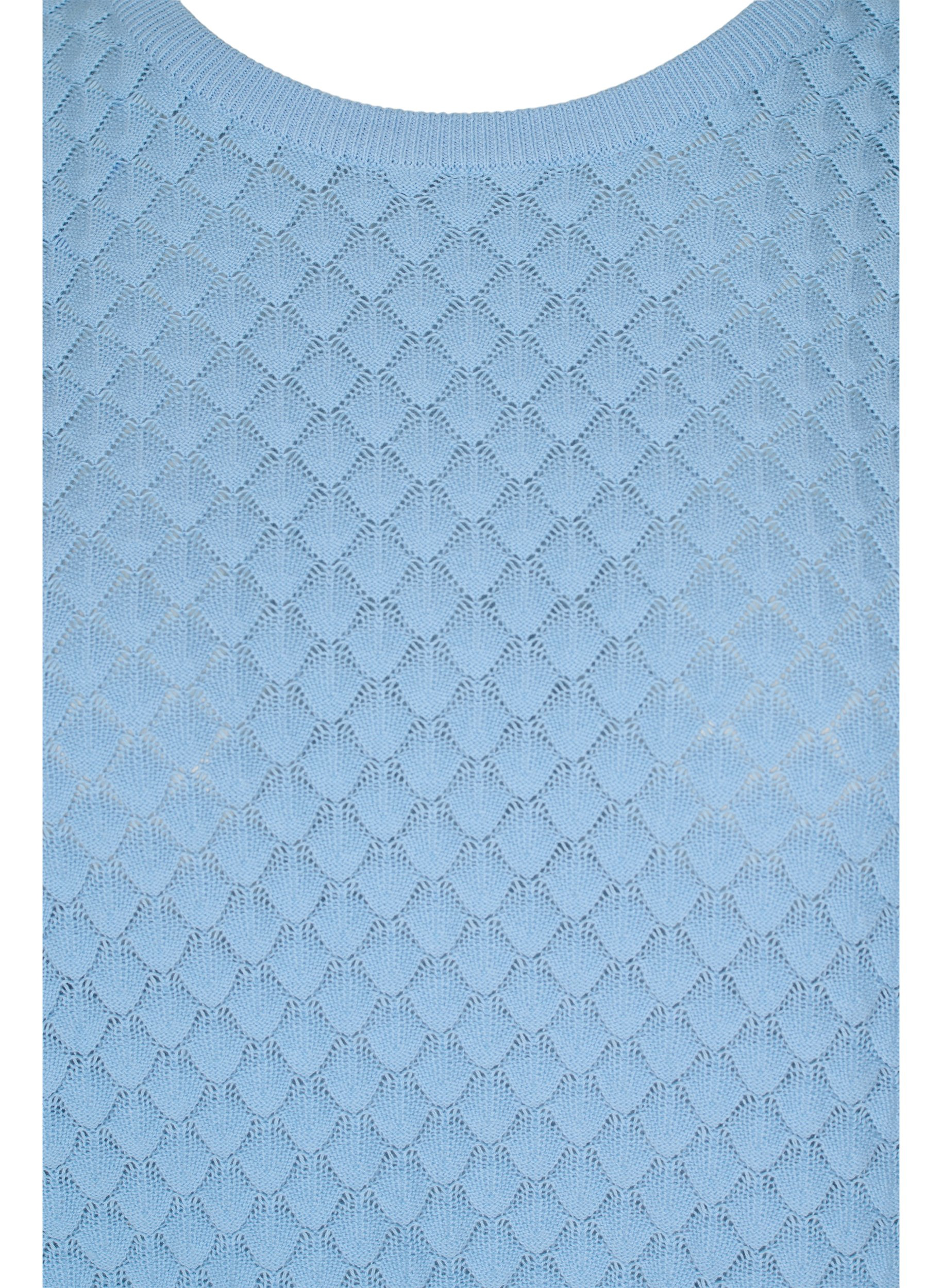 Gestrickte Bluse aus Bio-Baumwolle mit langen Ärmeln, Chambray Blue, Packshot image number 2
