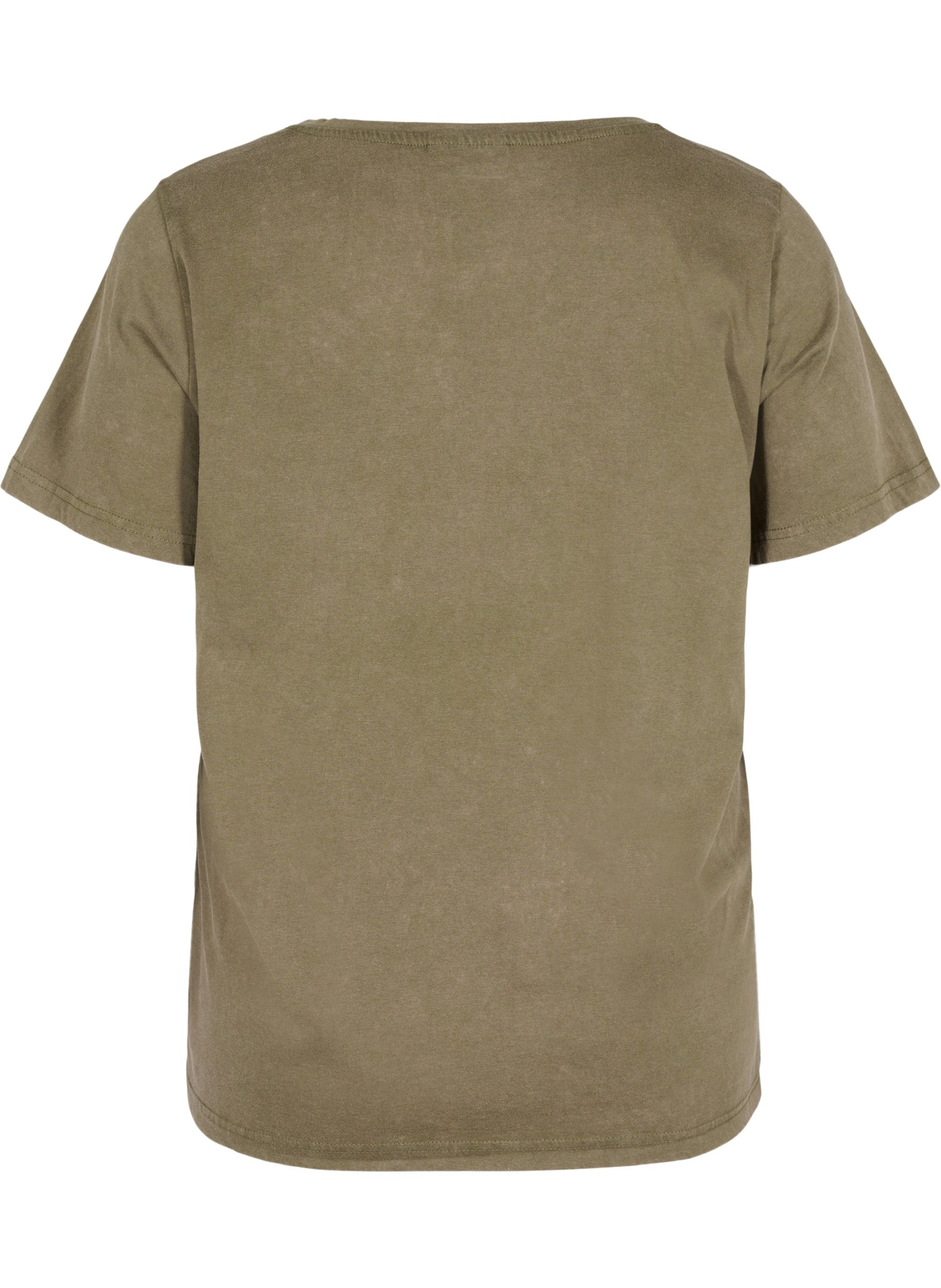 Kurzarm T-Shirt aus Baumwolle mit Print, Ivy Green Wash, Packshot image number 1
