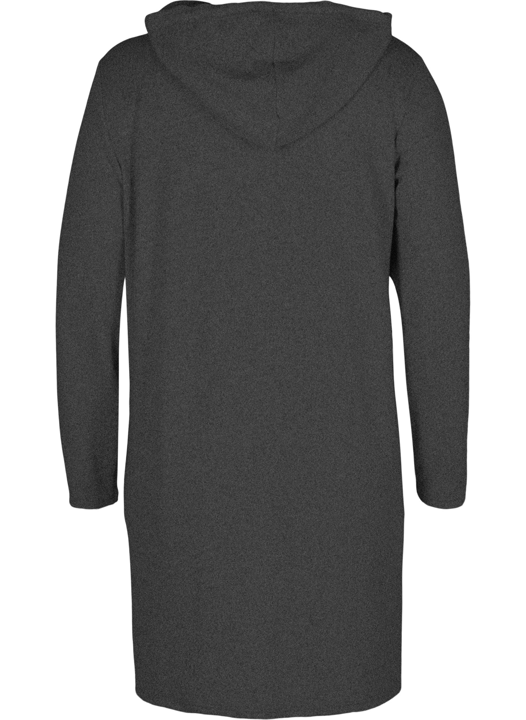 Langarm Kleid mit Kapuze, Dark Grey Melange, Packshot image number 1