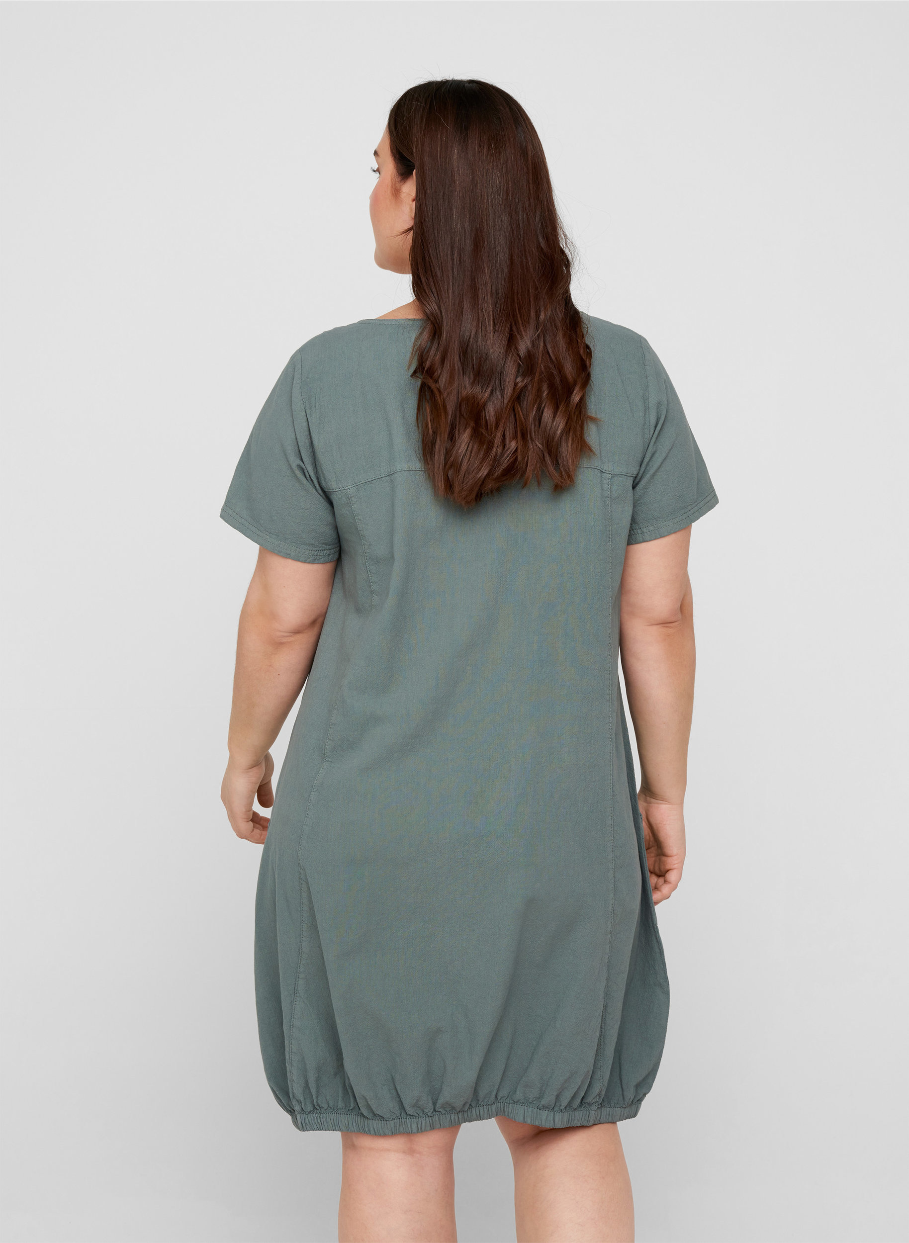 Kurzarm Kleid aus Baumwolle, Balsam Green, Model image number 1