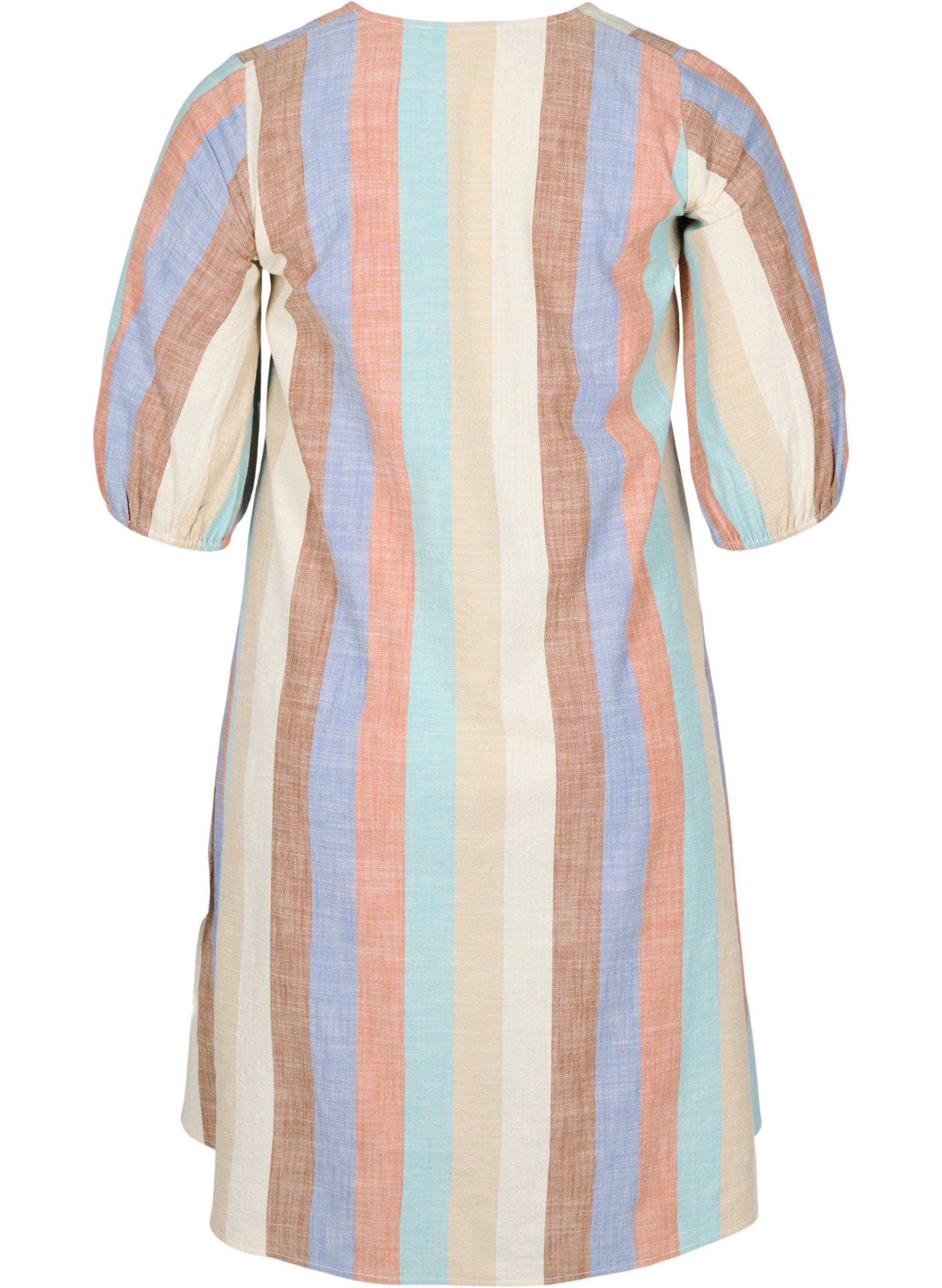 Gestreiftes Kleid aus Baumwolle mit A-Linie, Multi Stripe, Packshot image number 1