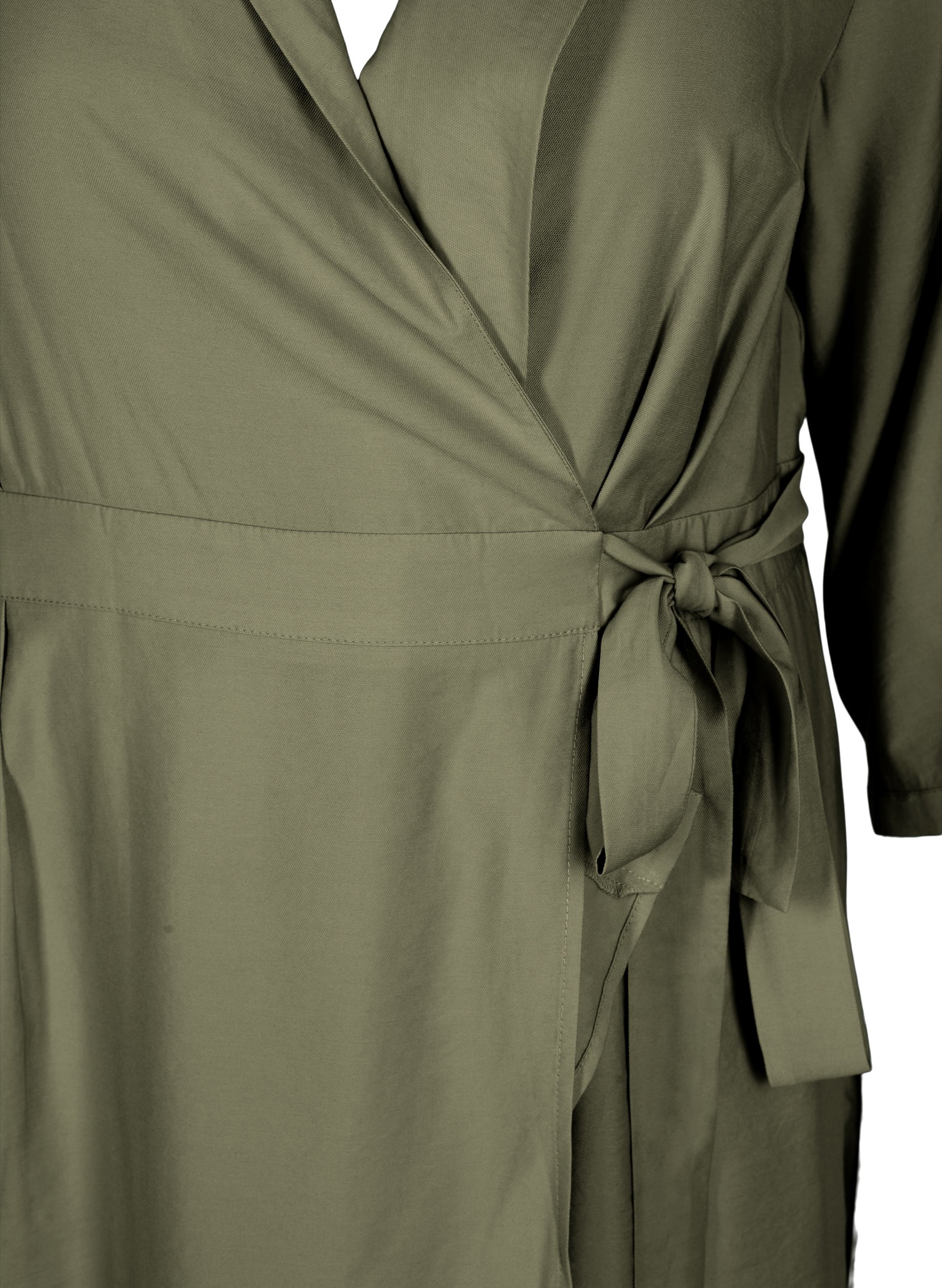 Wickelkleid aus Viskose mit 3/4 Ärmeln, Dusty Olive, Packshot image number 2