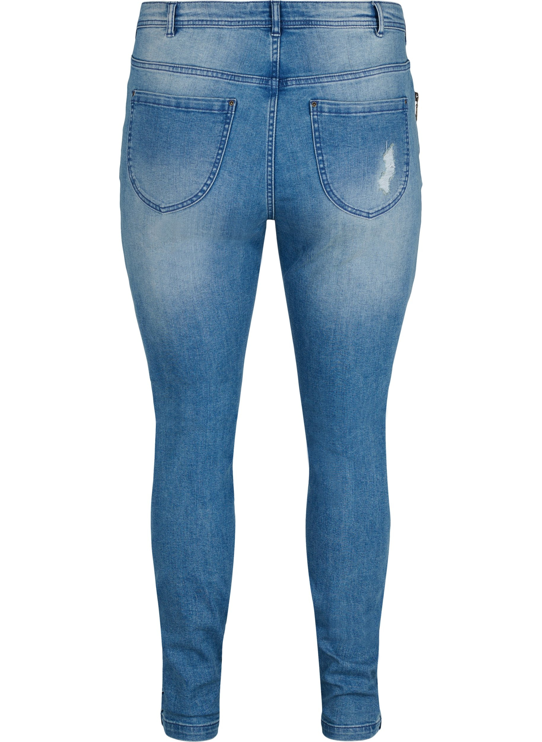 Super Slim Amy Jeans mit Schlitz und Knöpfen, Light blue, Packshot image number 1