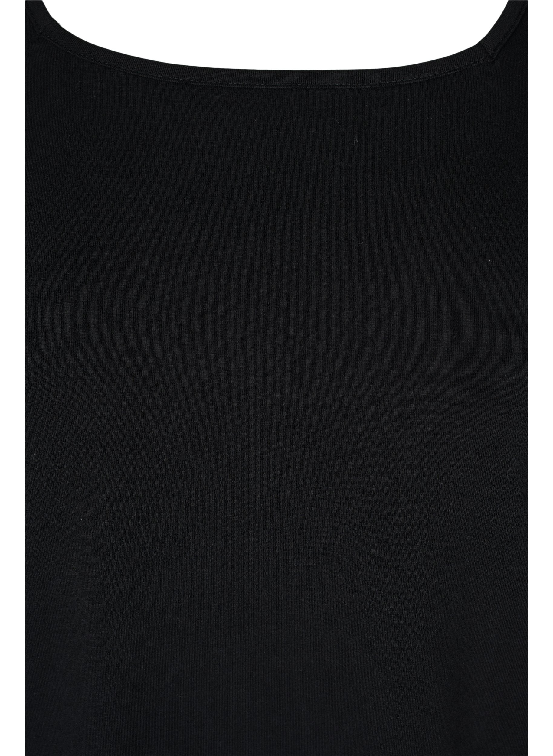 Einfarbiges T-Shirt aus Baumwolle mit 3/4-Ärmeln, Black, Packshot image number 2