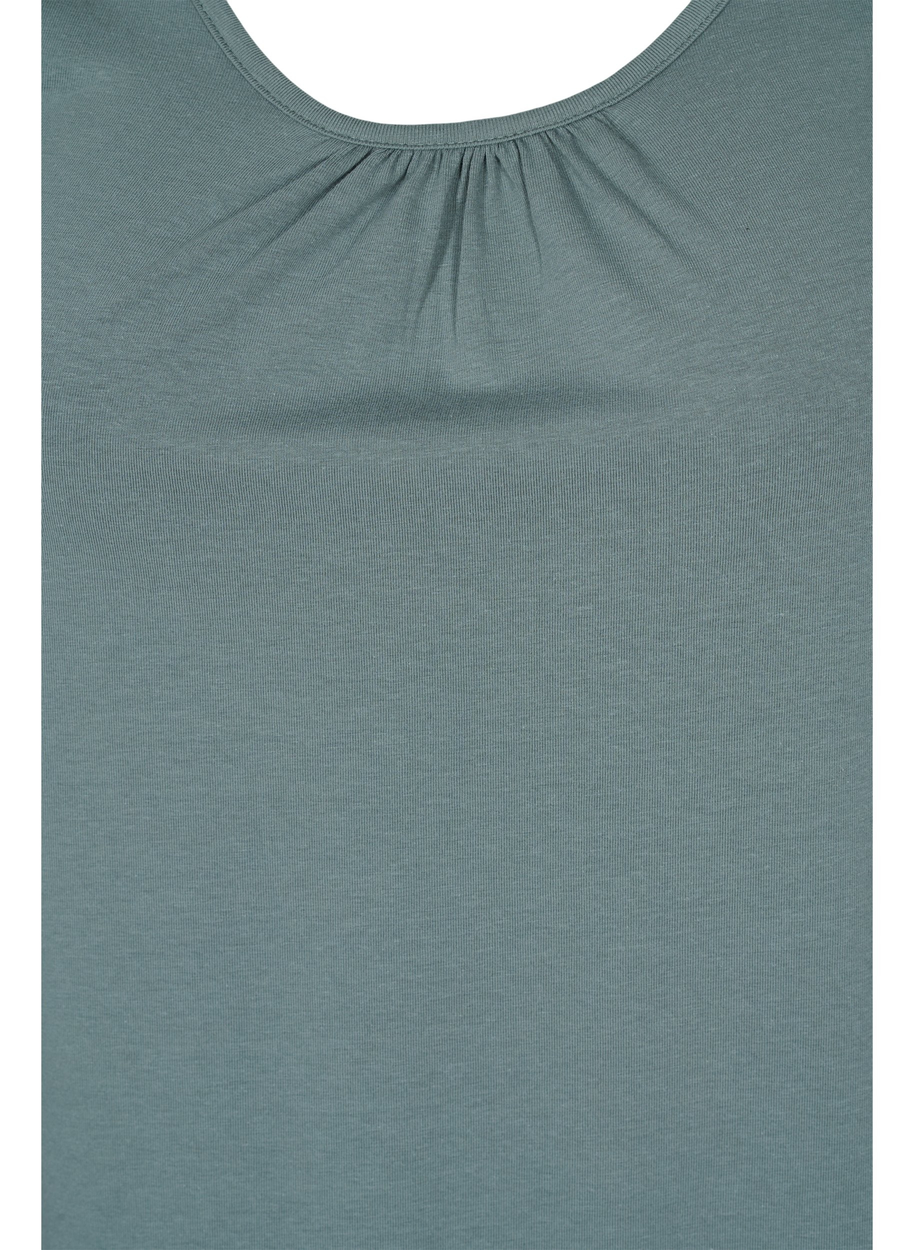 Einfarbiges Top aus Baumwolle, Balsam Green Solid, Packshot image number 2