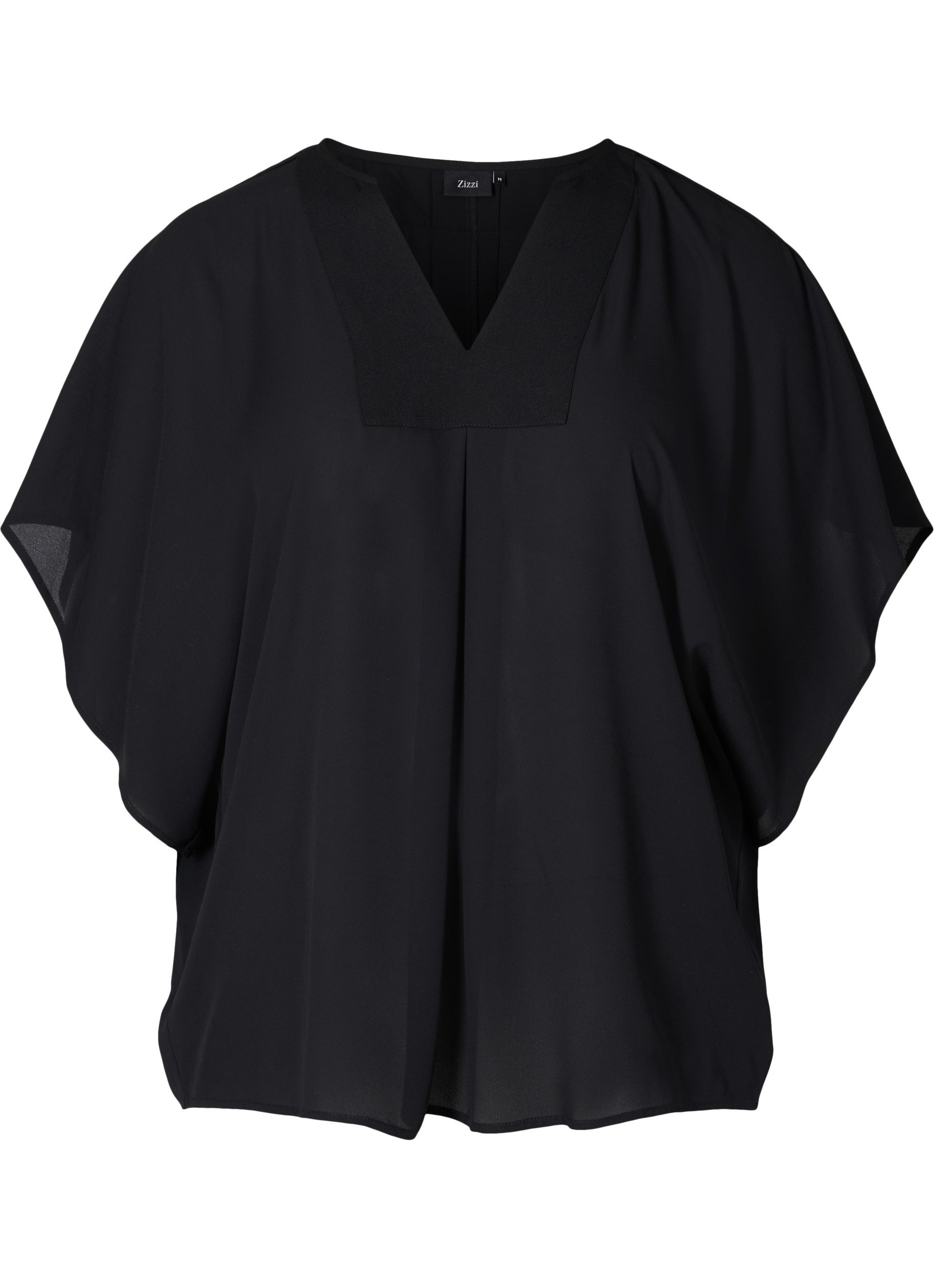 Bluse mit V-Ausschnitt und Fledermausärmeln, Black, Packshot image number 0