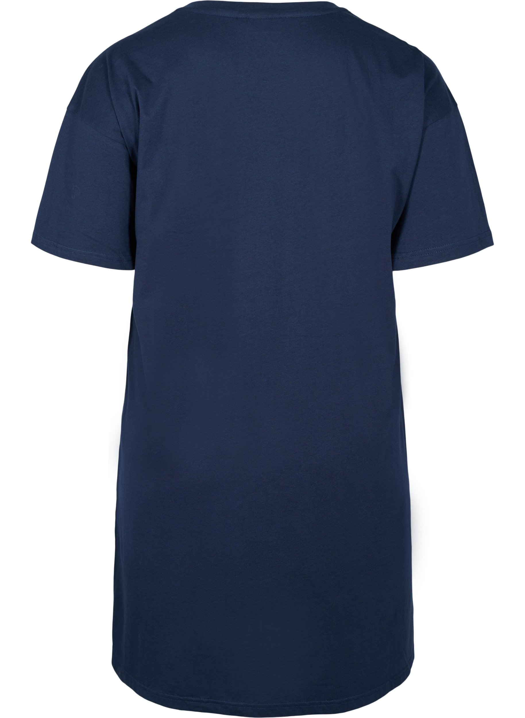 T-Shirt-Kleid aus Baumwolle mit Printdetails, Navy Blazer, Packshot image number 1