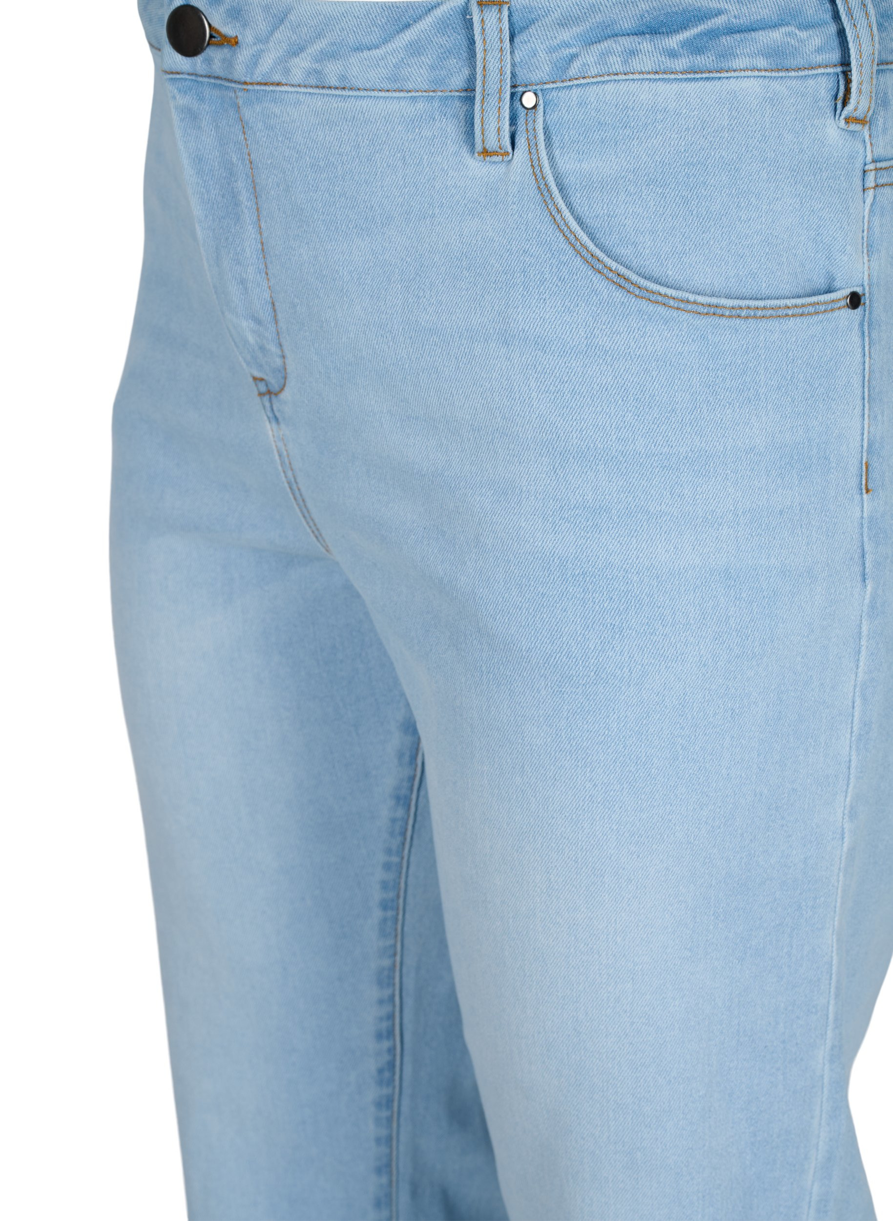 7/8-Jeans mit Fransensaum und hoher Taille, Super L.Blue Denim, Packshot image number 2