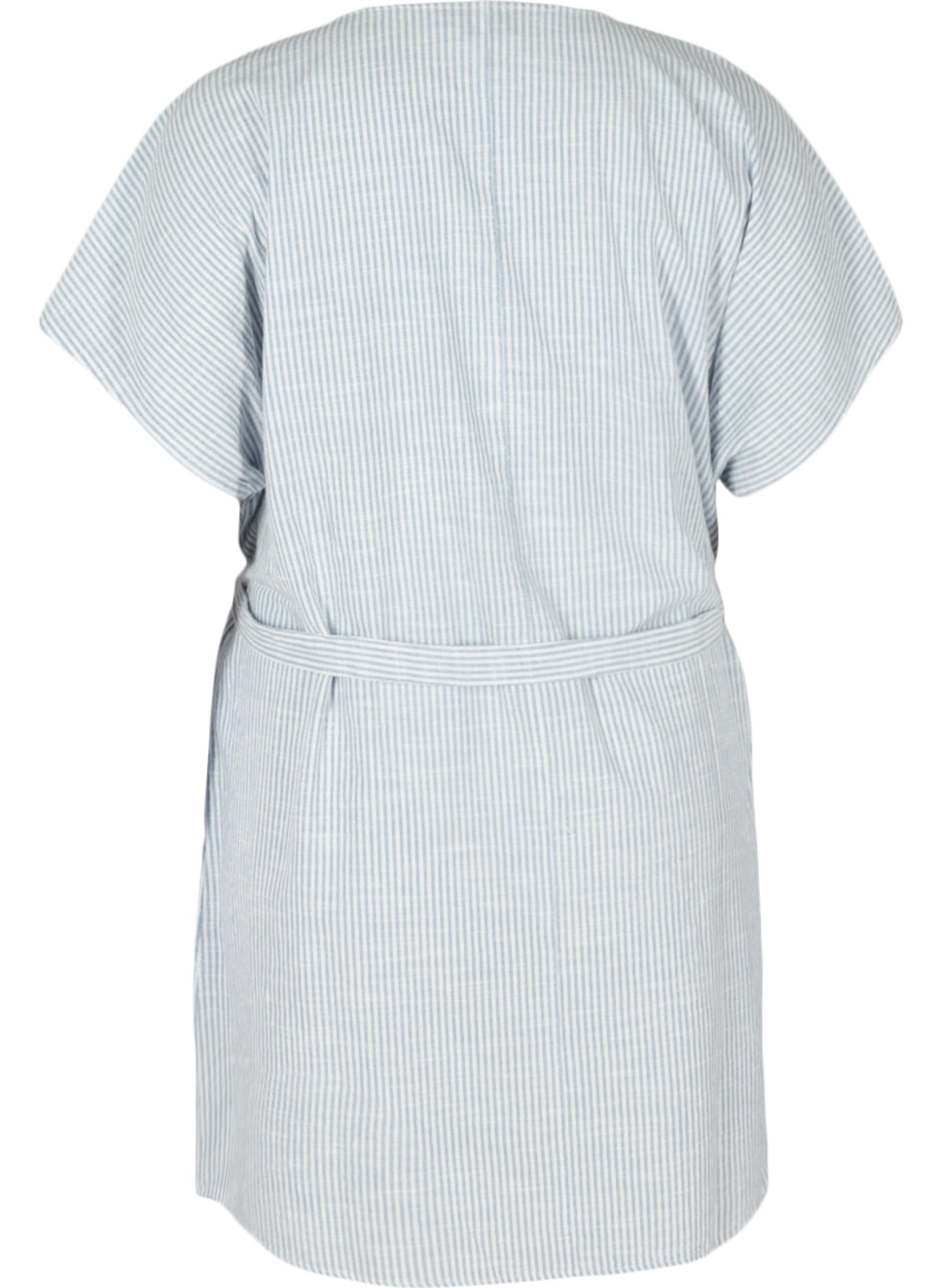 Gestreiftes Hemdkleid aus Baumwolle mit Taschen, Country Blue Stripe, Packshot image number 1