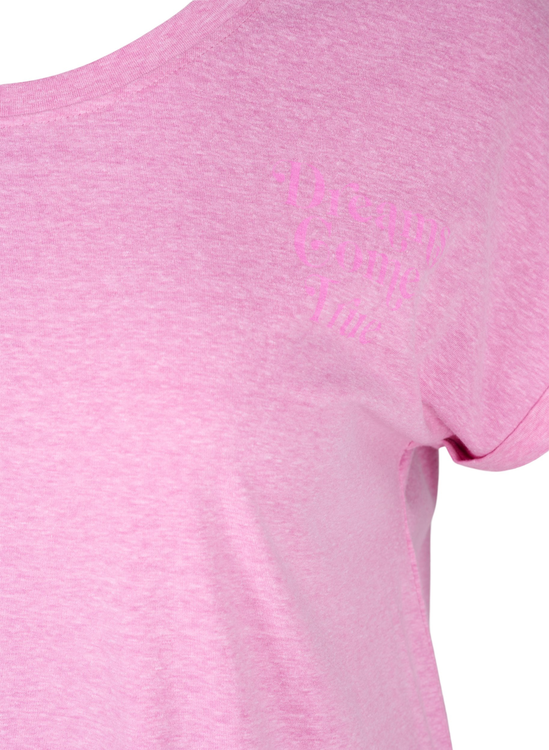 Meliertes T-Shirt aus Baumwolle, Cyclamen Melange, Packshot image number 2