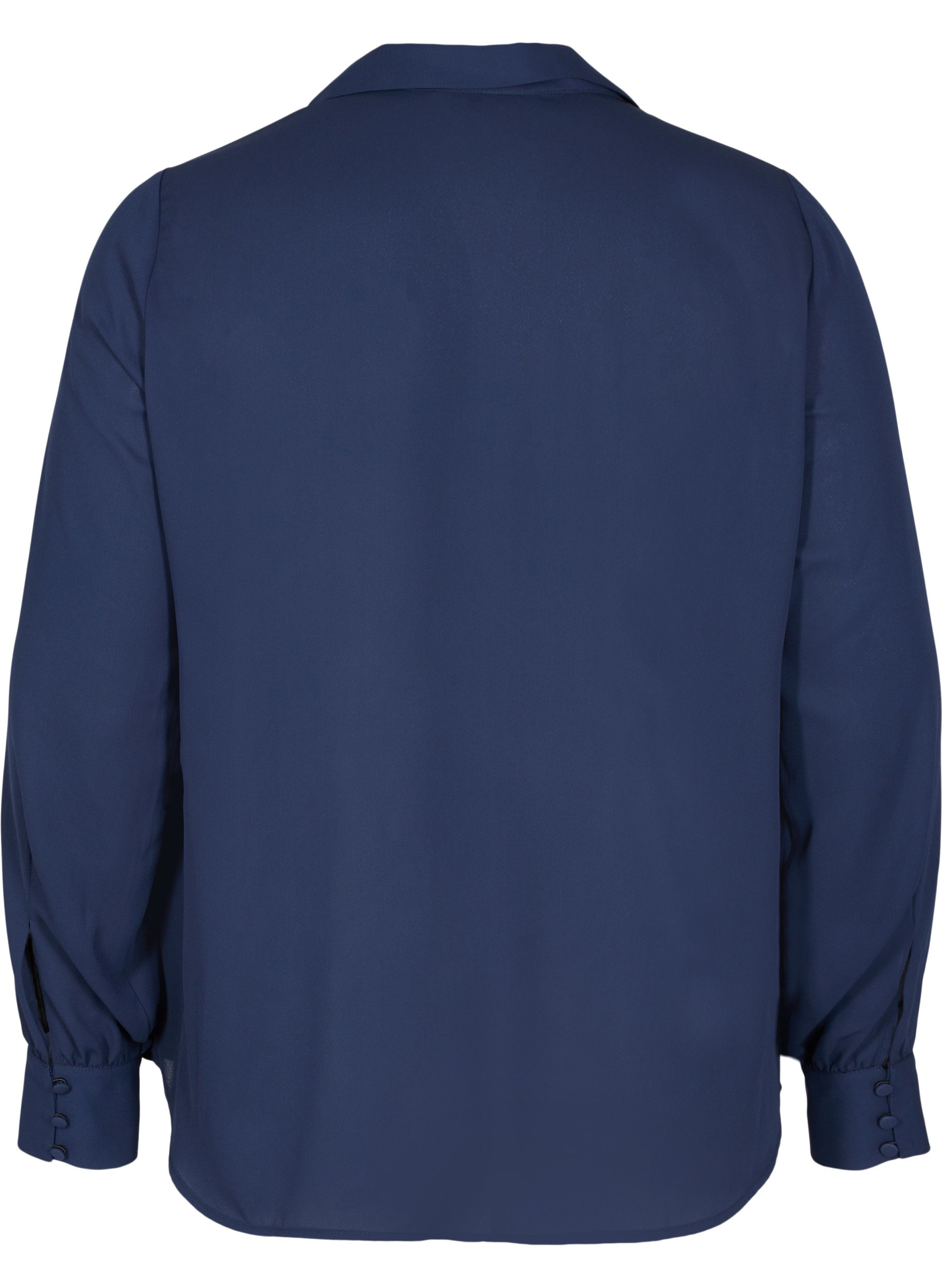 Hemdbluse mit Knopfverschluss und V-Ausschnitt, Navy Blazer, Packshot image number 1