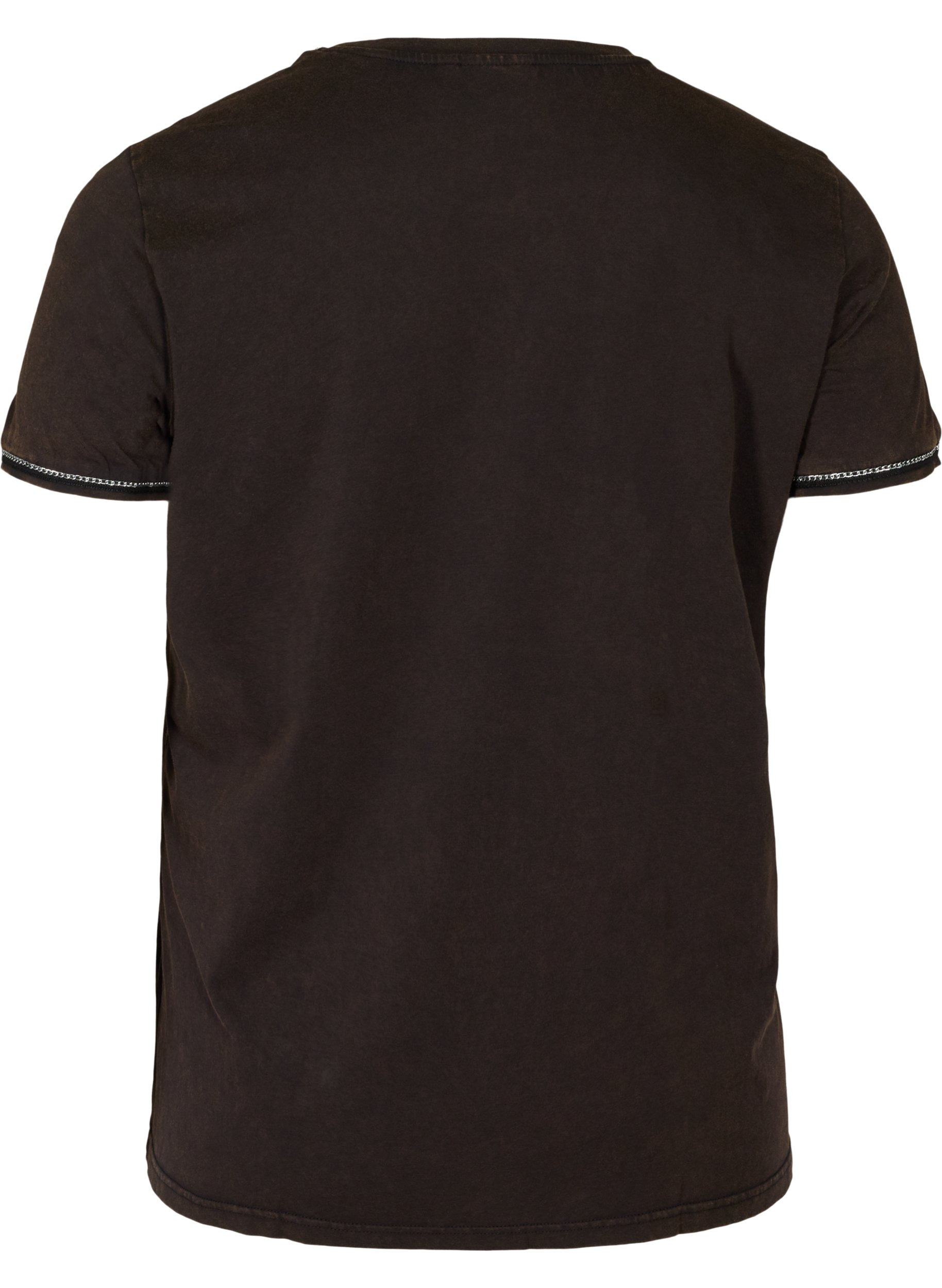 Kurzarm T-Shirt mit Kette, Black Acid Wash, Packshot image number 1