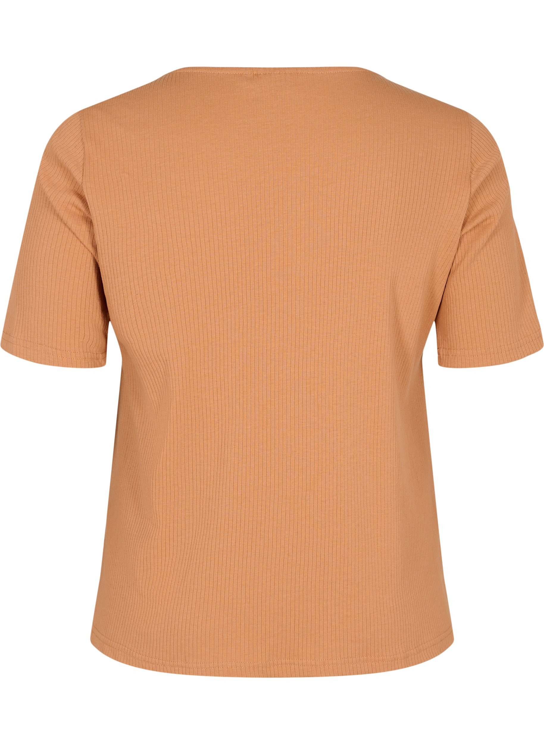 Kurzarm T-Shirt mit Knöpfen, Pecan Brown, Packshot image number 1
