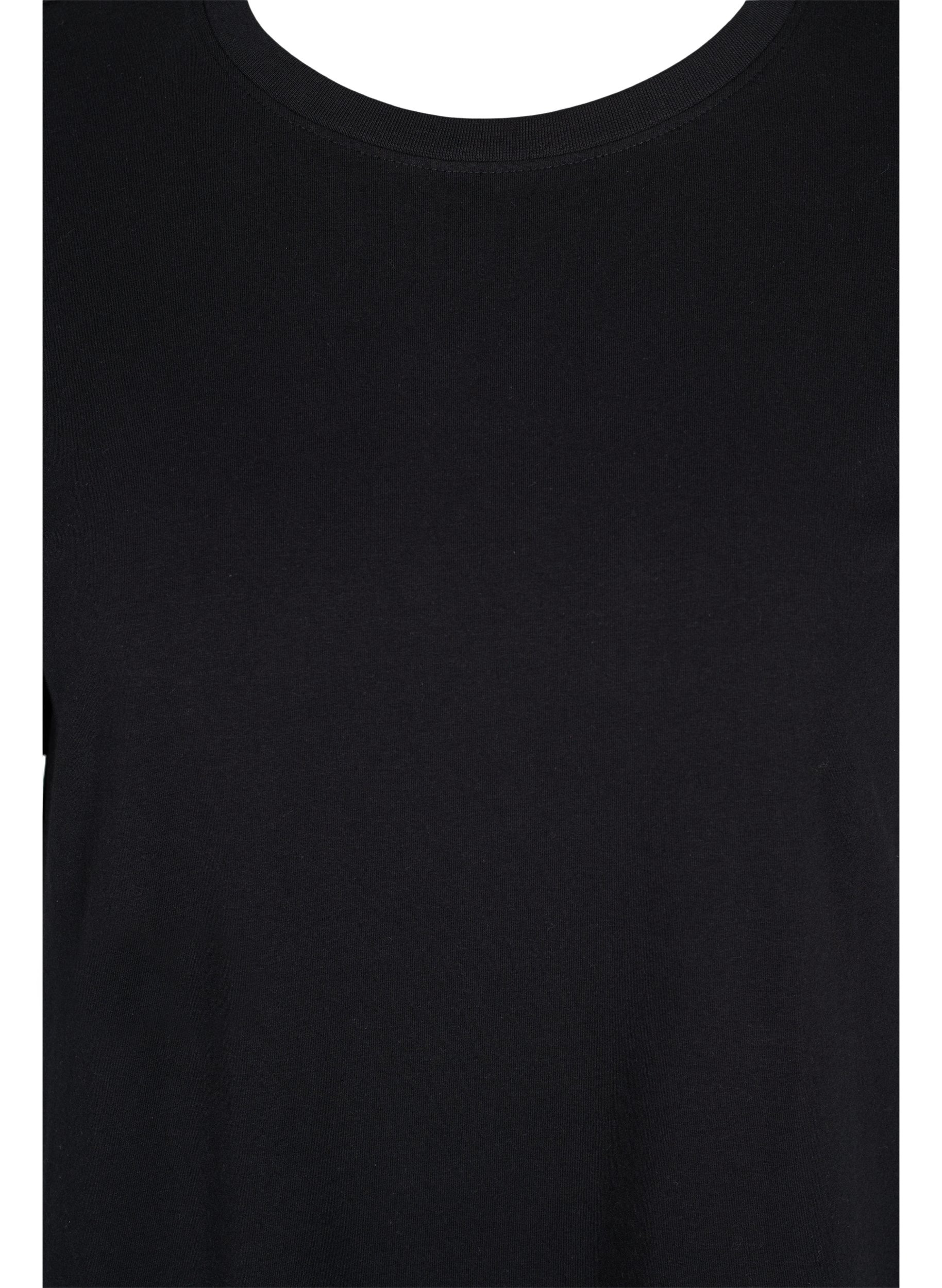 Einfarbiges T-Shirt-Nachthemd aus Baumwolle, Black, Packshot image number 2