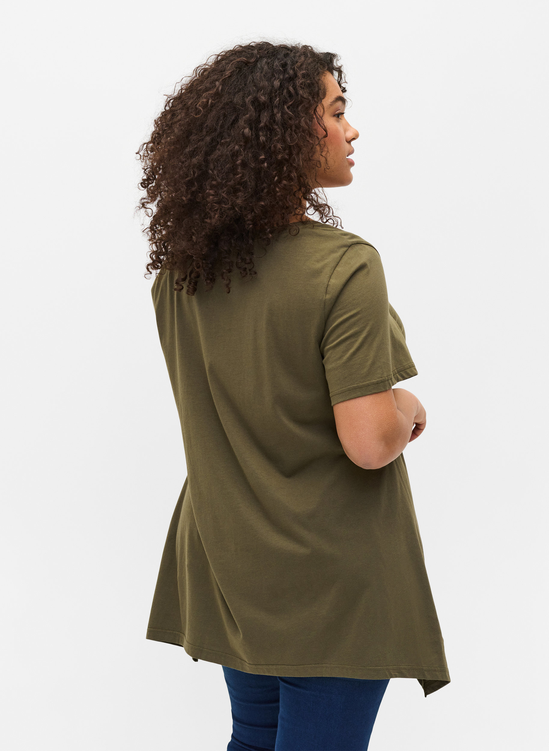 Kurzarm T-Shirt aus Baumwolle mit A-Linie, Ivy Green YES, Model image number 1