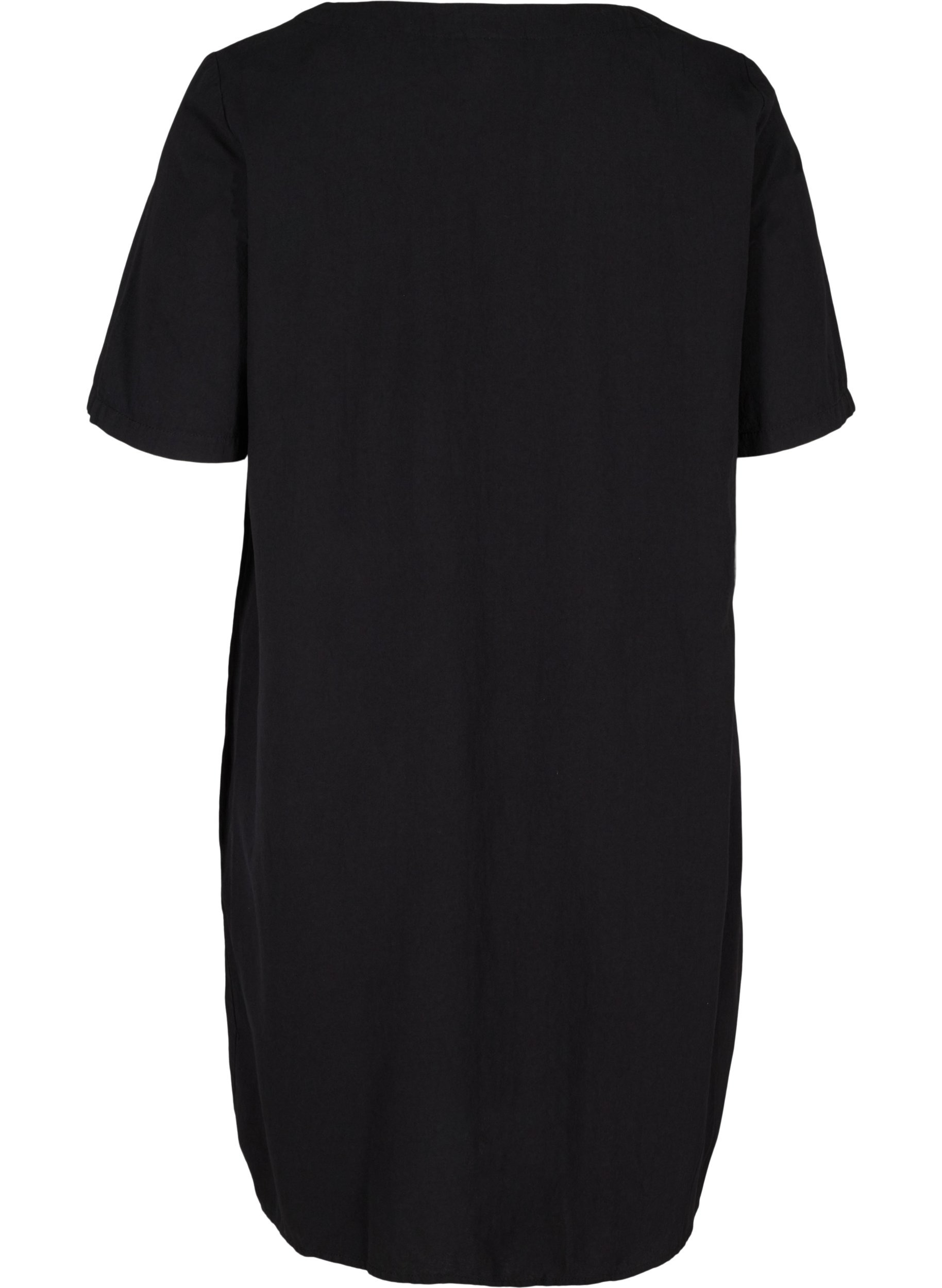 Kurzarm Kleid aus Baumwolle mit Knöpfen, Black, Packshot image number 1