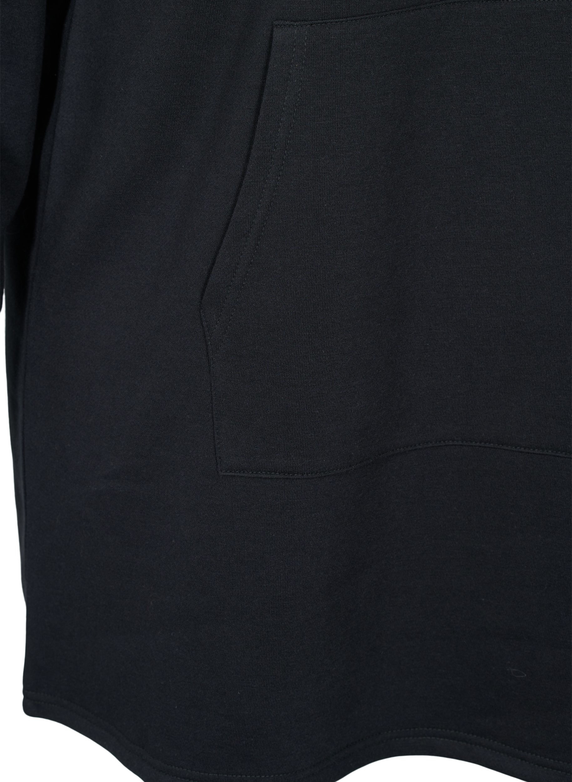 Langes Sweatshirt mit Kapuze und sportlichen Details, Black, Packshot image number 3