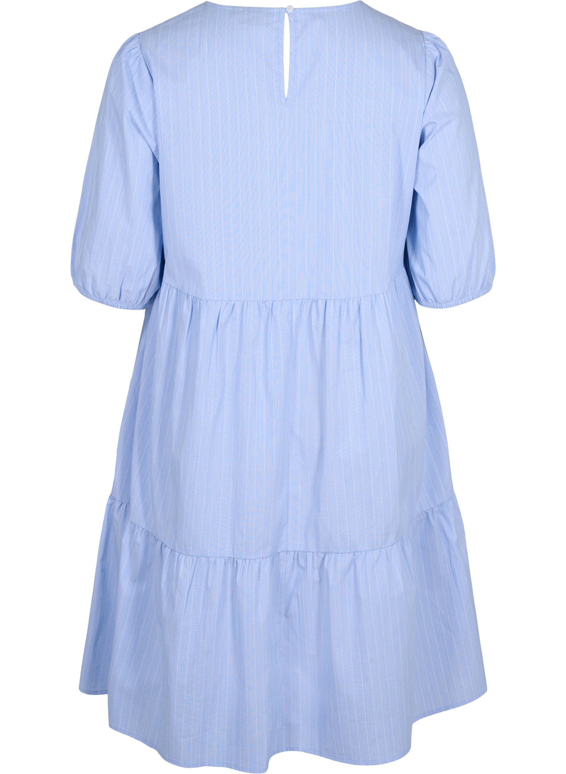 Gestreiftes Kleid mit kurzen Puffärmeln, Blue As Sample, Packshot image number 1