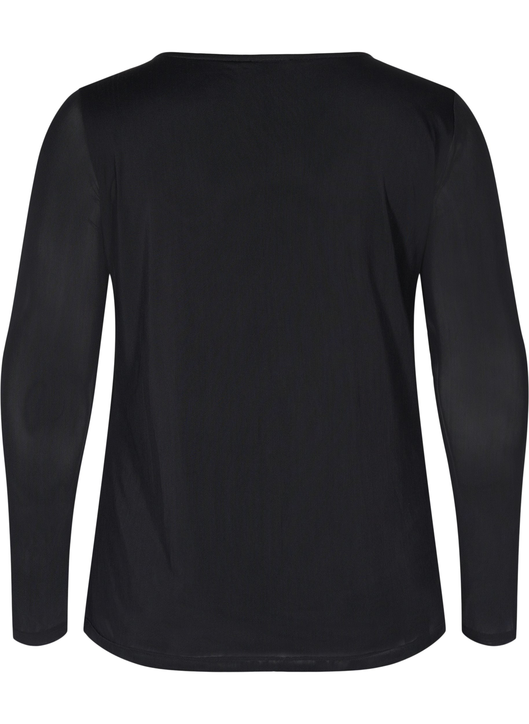 Enganliegende Bluse mit Mesh, Black, Packshot image number 1