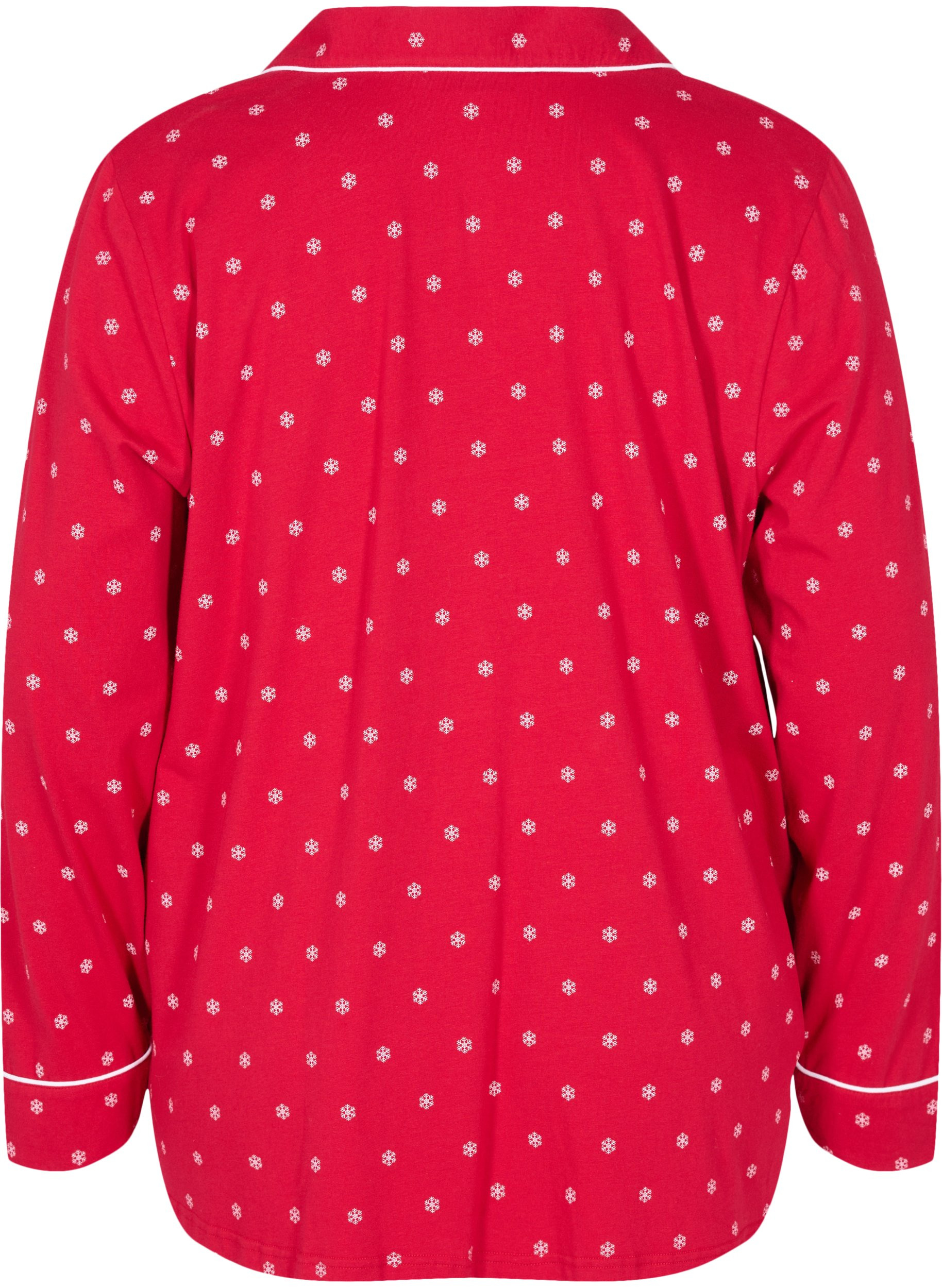 Schlafanzugoberteil aus Baumwolle mit Print, Tango Red AOP, Packshot image number 1