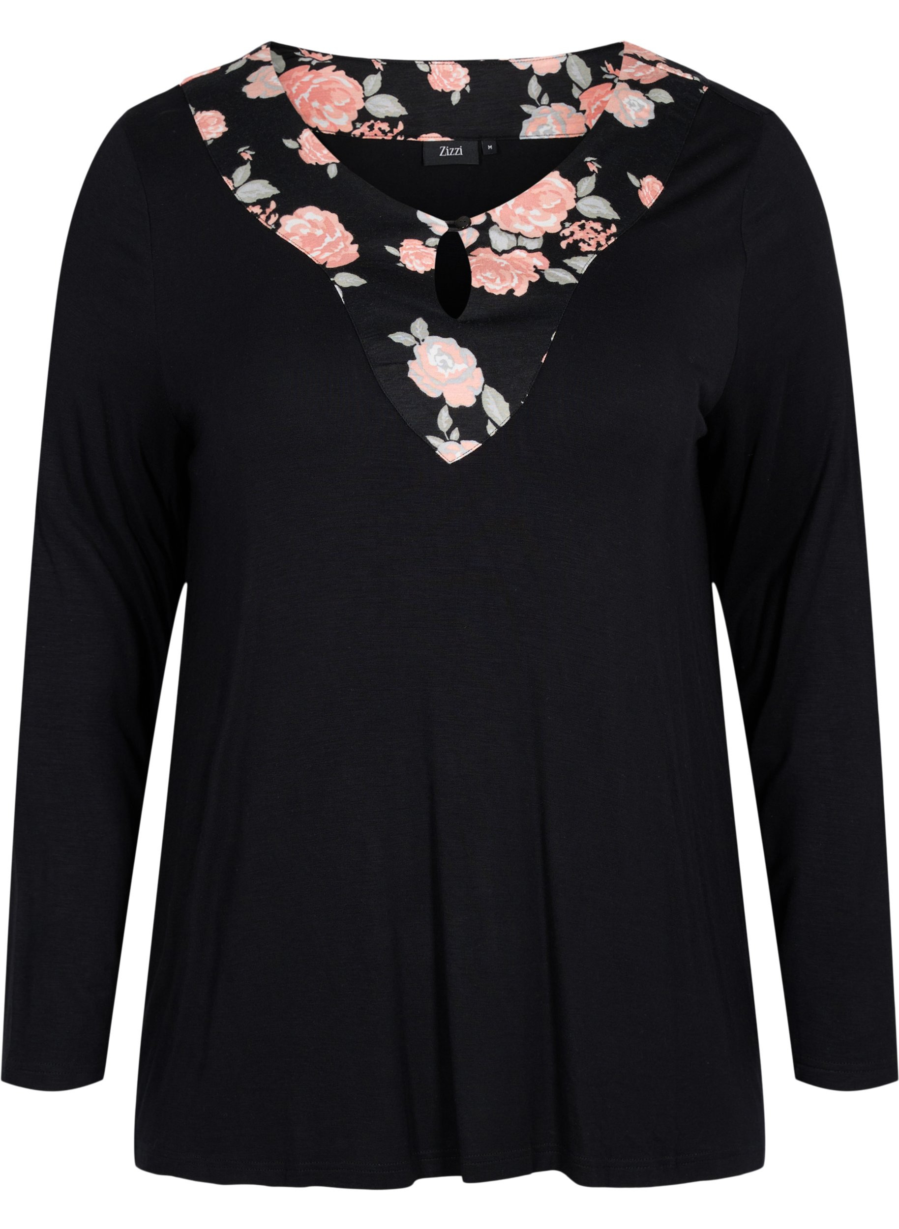 Nachthemd aus Viskose mit Blumenprint, Black Flower AOP, Packshot image number 0