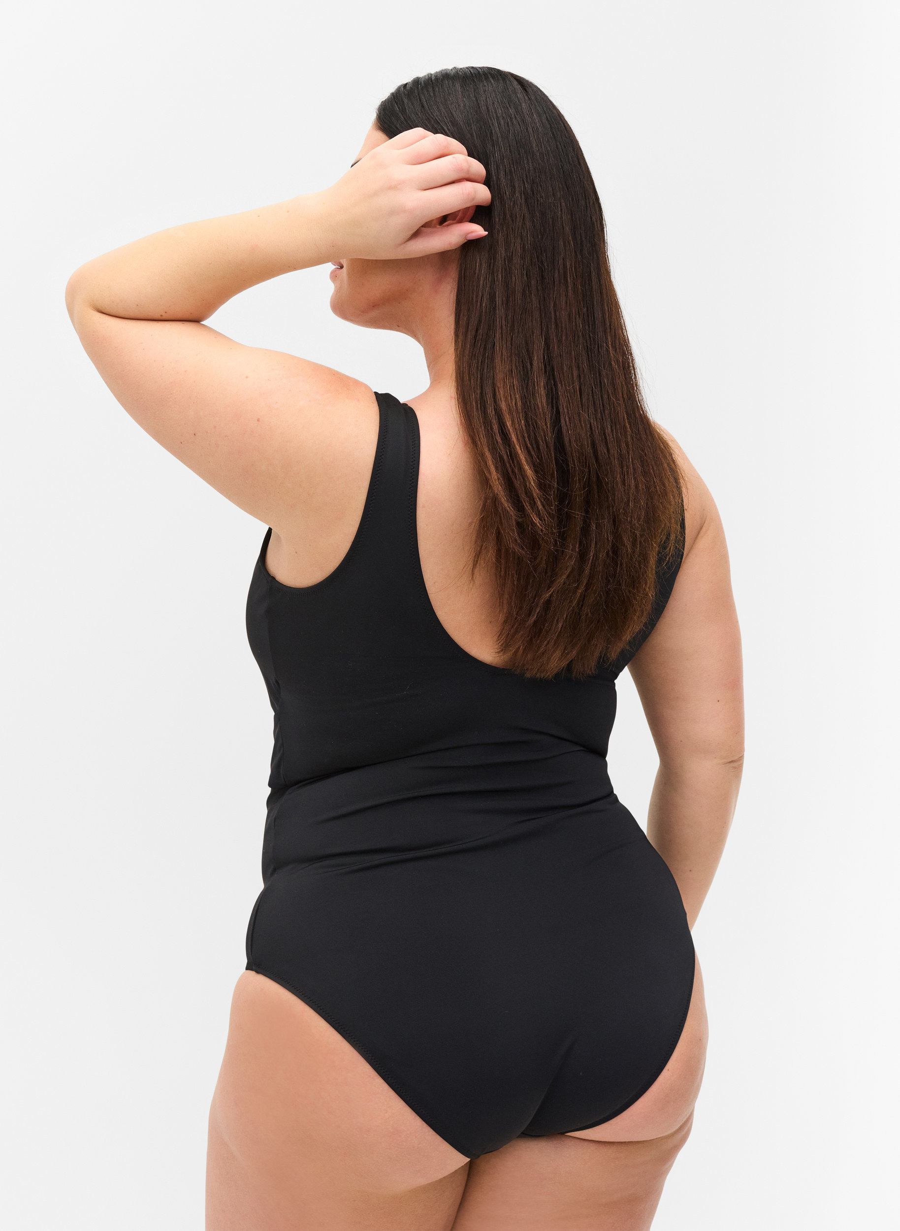 Badeanzug mit Schnurdetails, Black, Model