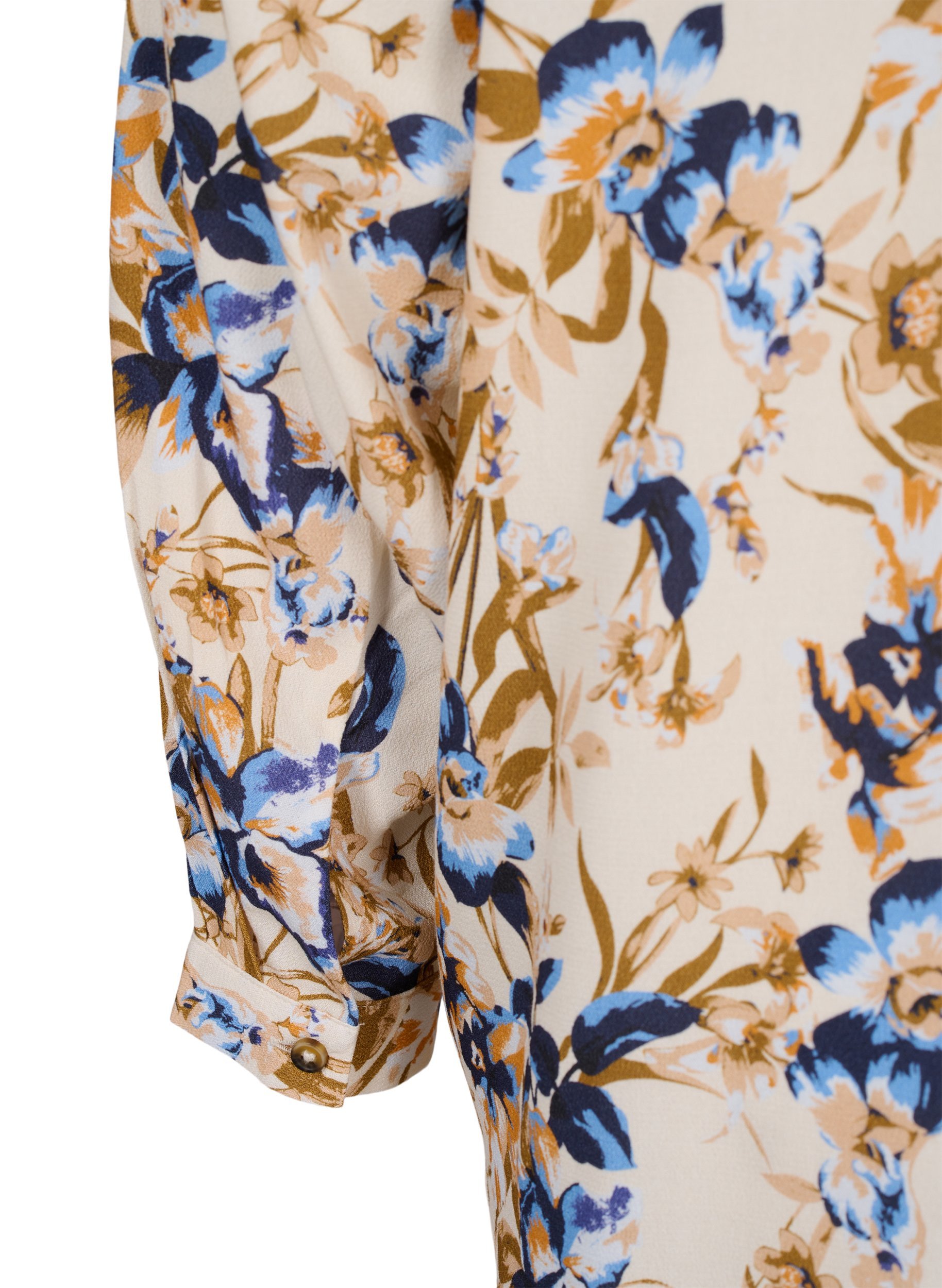 Bluse aus 100% Viskose mit Blumendruck, Ecru Flower, Packshot image number 3