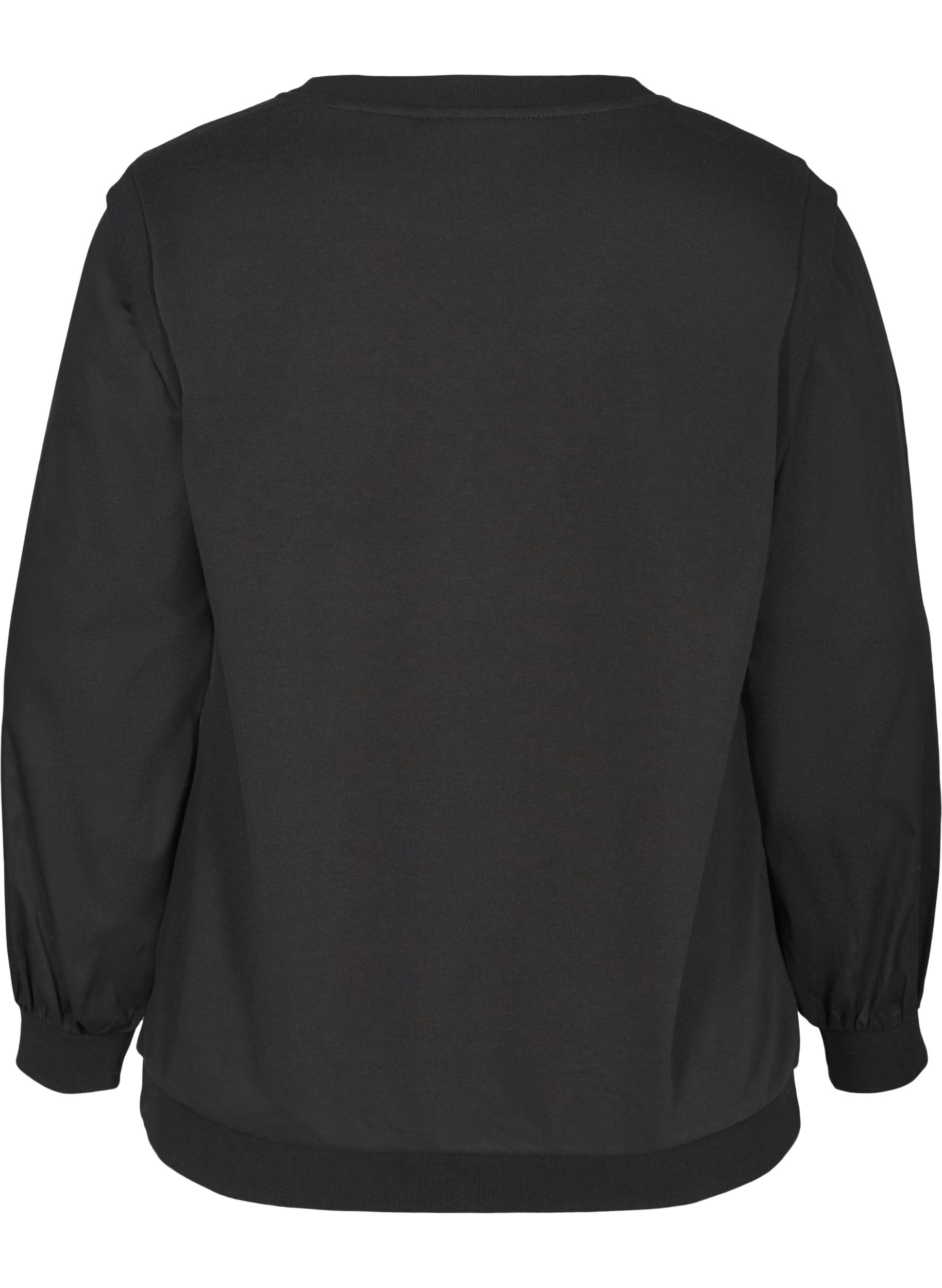 Sweatshirt mit langen Ärmeln und Rippbündchen, Black, Packshot image number 1