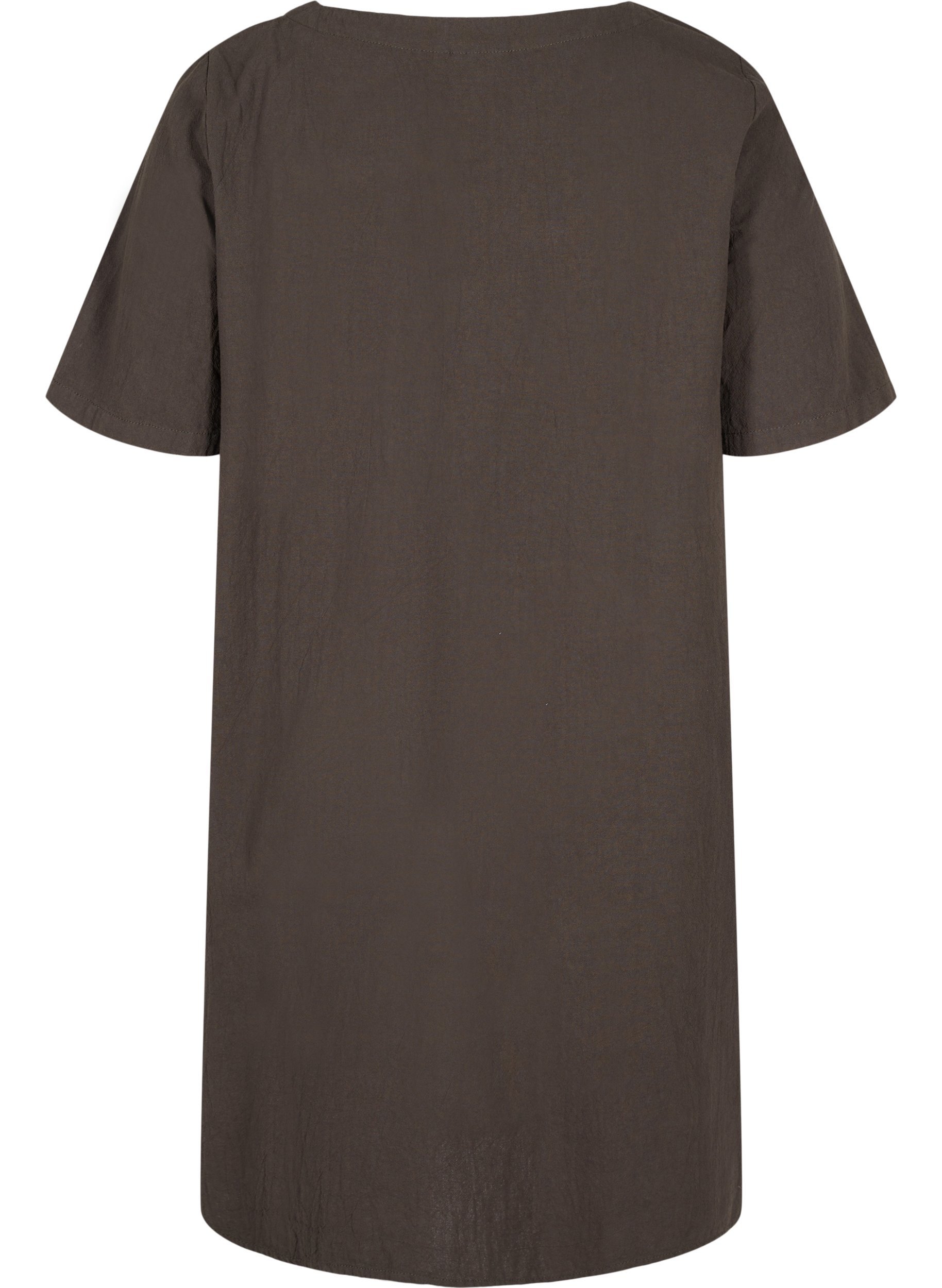 Kurzarm Kleid aus Baumwolle mit Knöpfen, Khaki Green, Packshot image number 1