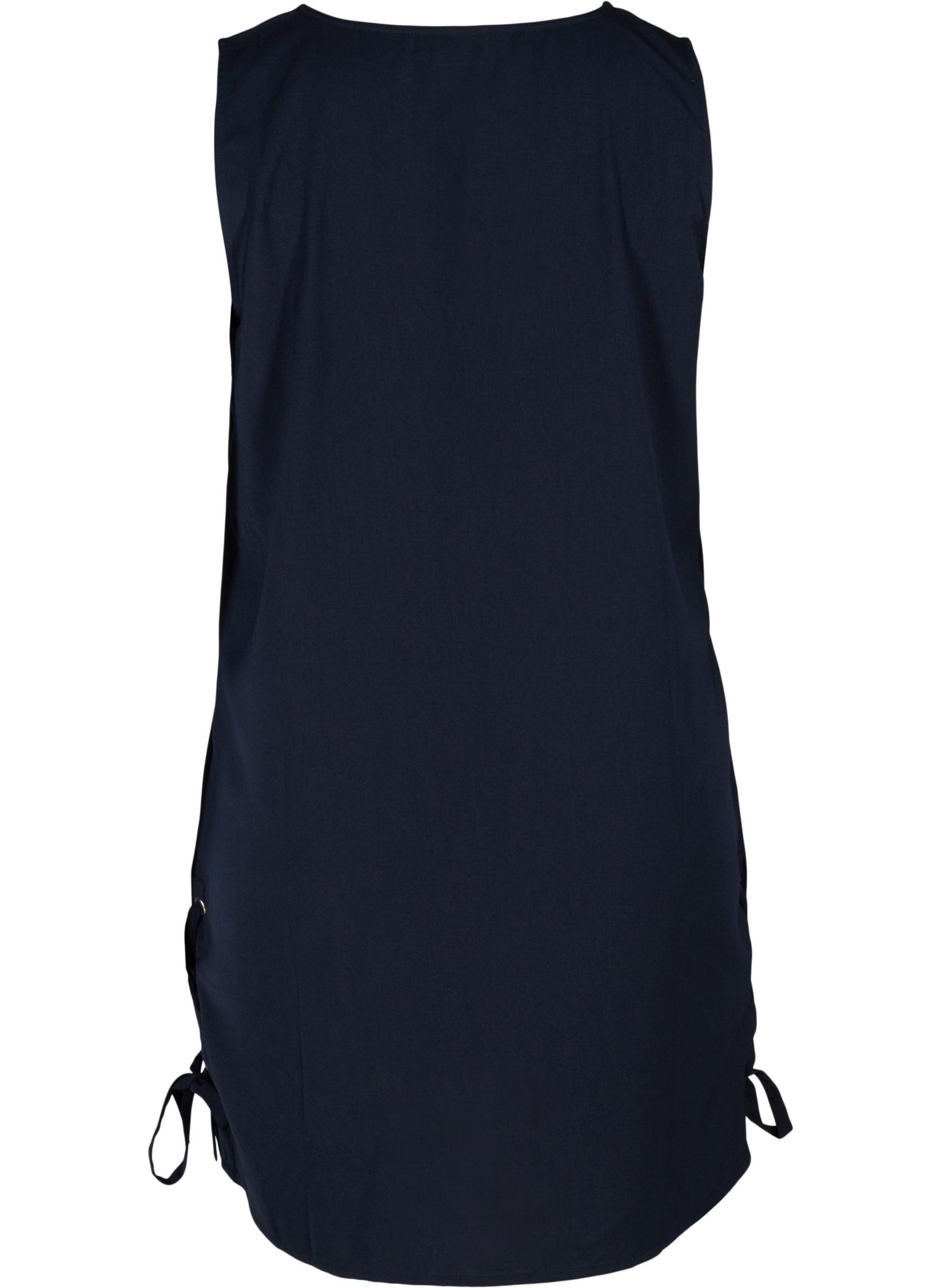Kleid mit V-Ausschnitt und Schnürdetails, Medieval Blue, Packshot image number 1